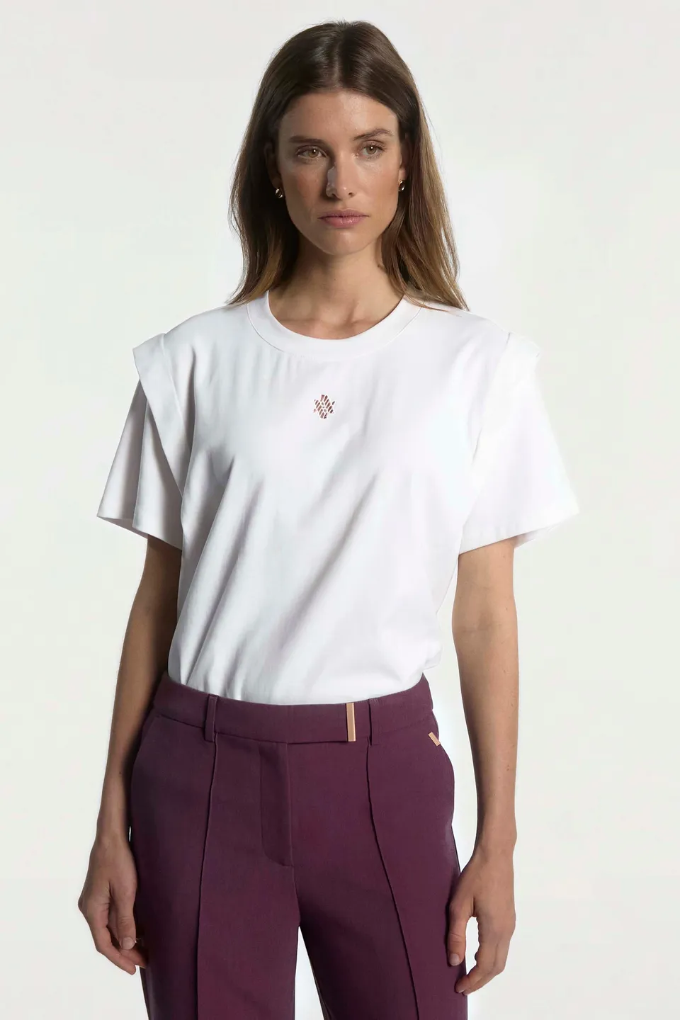 Aaiko Romee top bianco maniche corte pizzo