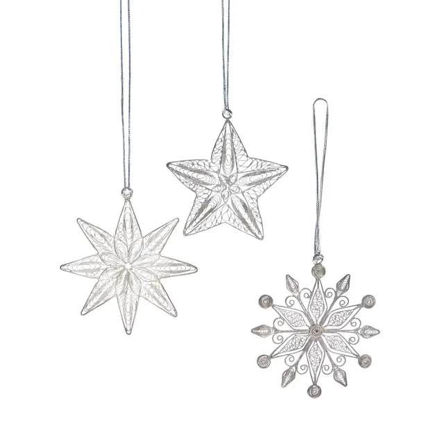 On Earth Filigrana set 3 stelle rame argento 7 cm