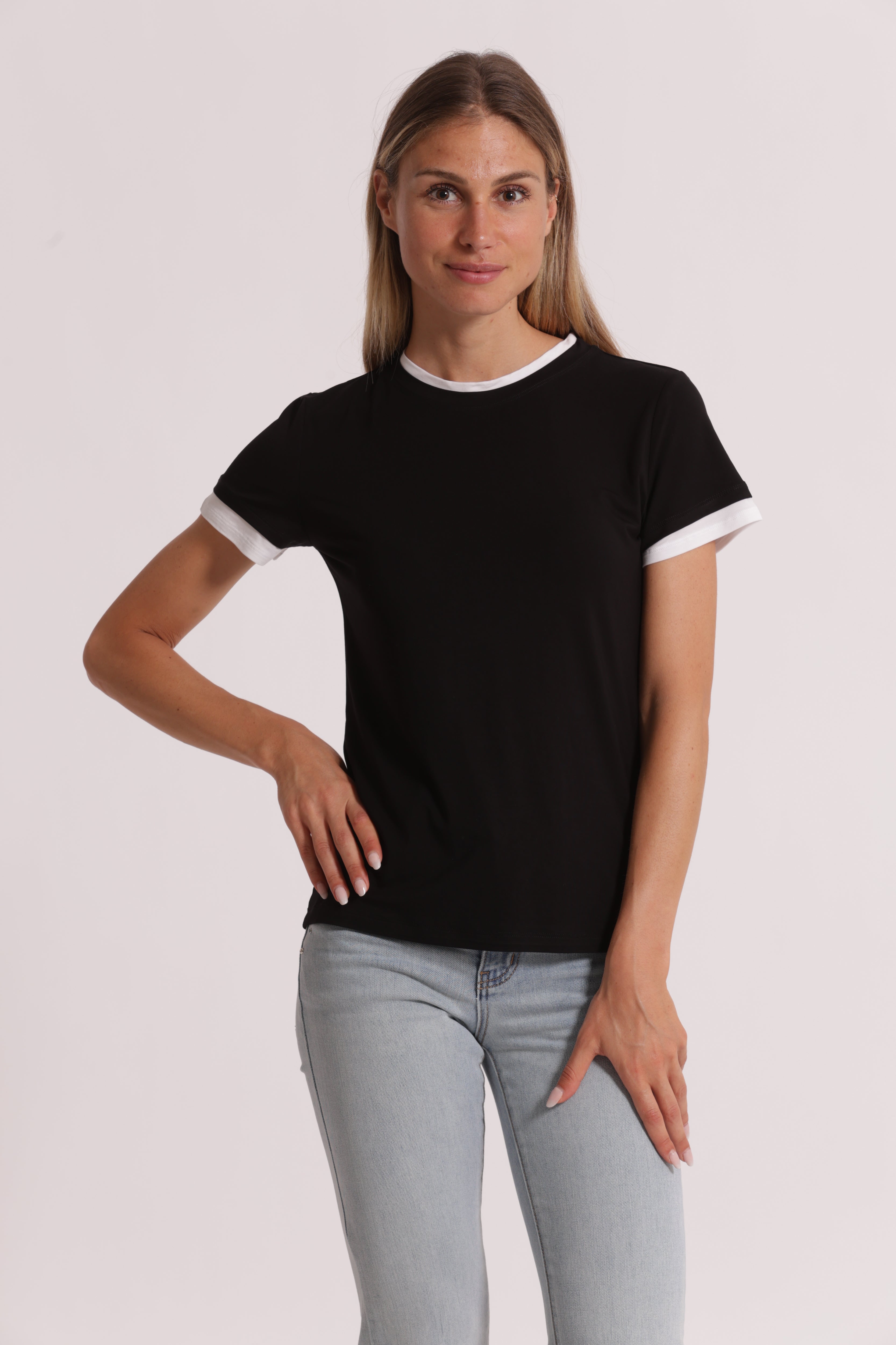 Mimi Mua T-Shirt Bordi a Contrasto maglietta viscosa
