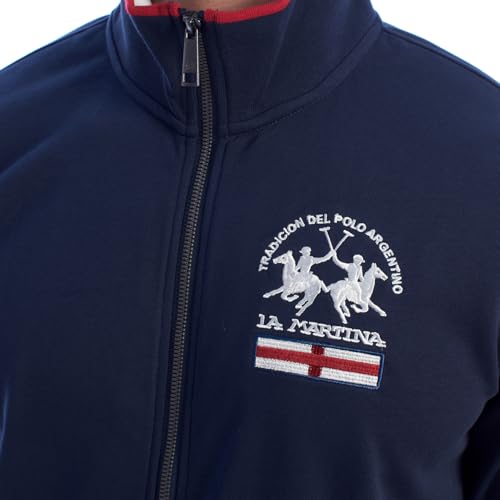 La Martina YMF602-FP112 felpa uomo fullzip blu navy cotone