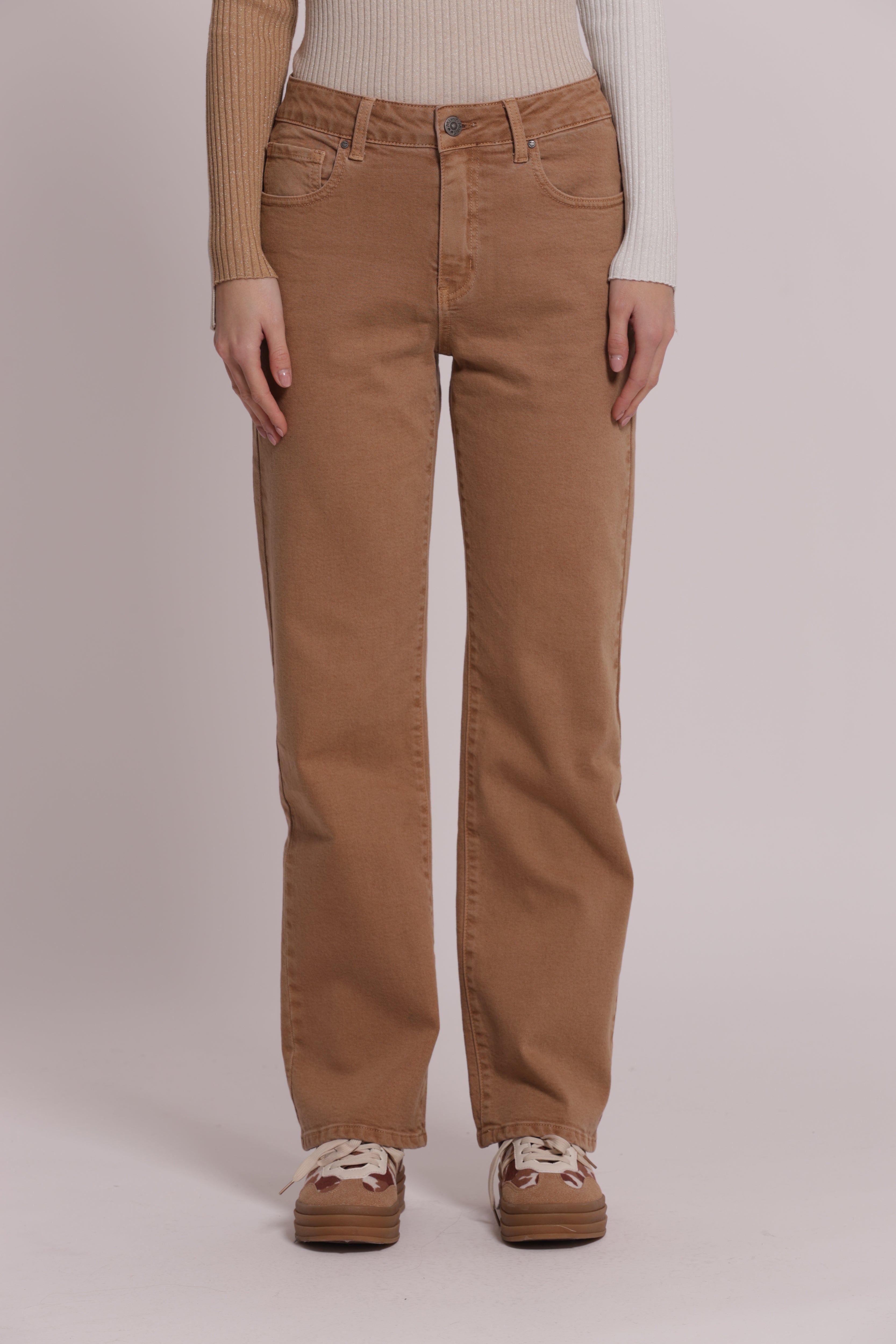 Mimi Mua Jeans Sigaretta Colorato Panna
