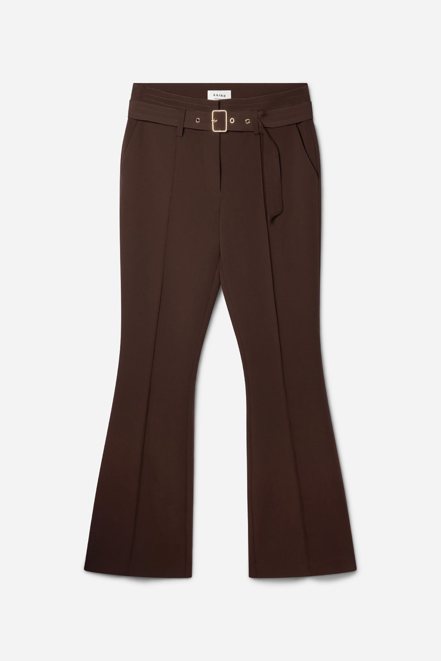 Aaiko Glenn Pantaloni Flare Marrone Fudge Vita Alta