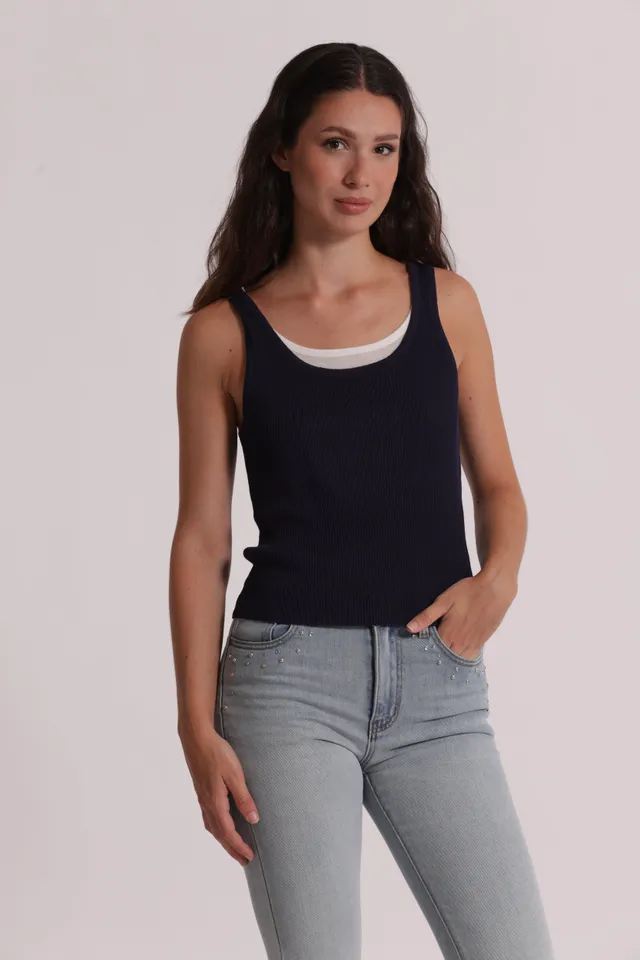 Mimi Mua Doppio Scollo top nero panna maglia