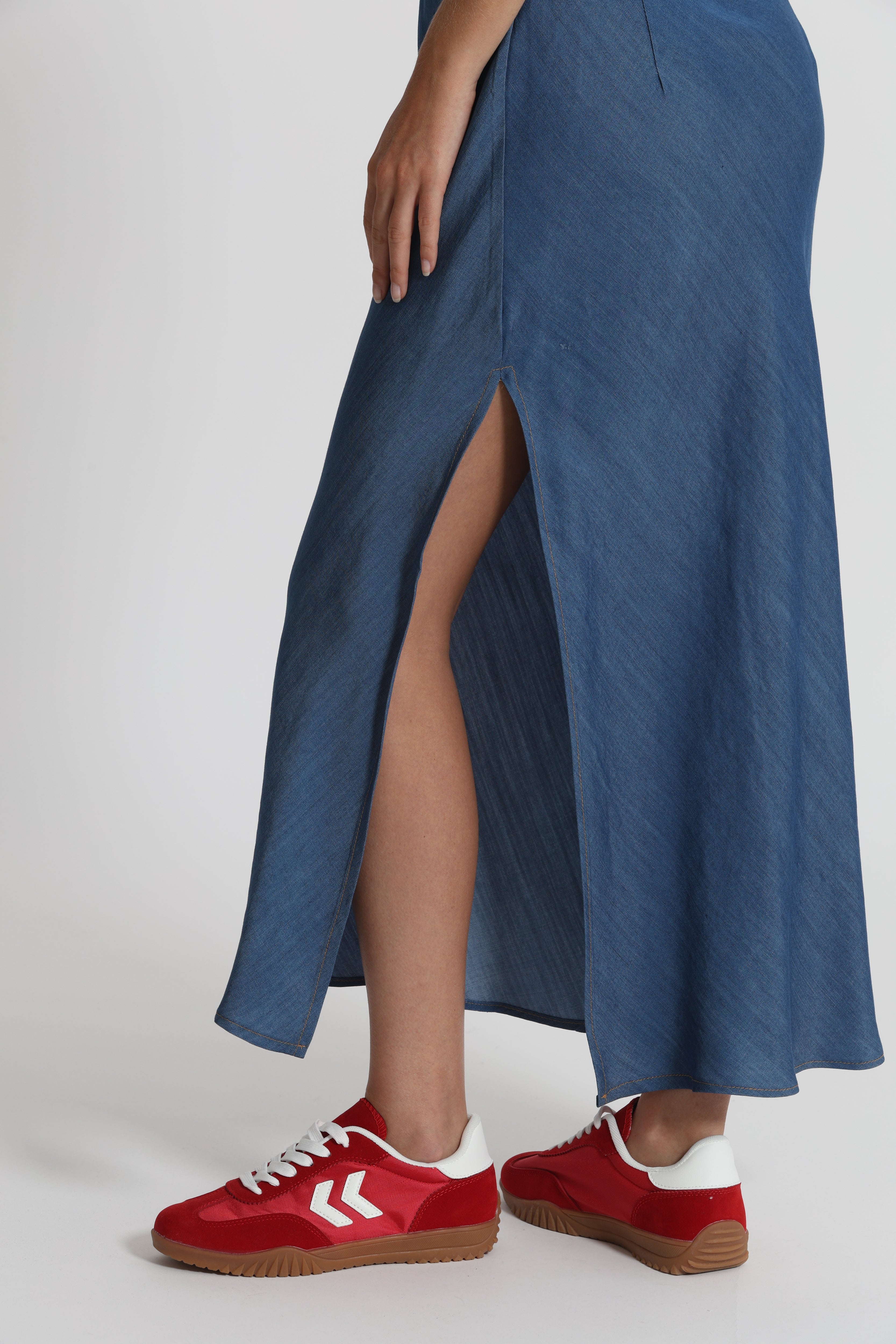 Mimi Mua denim abito lungo lyocell leggero