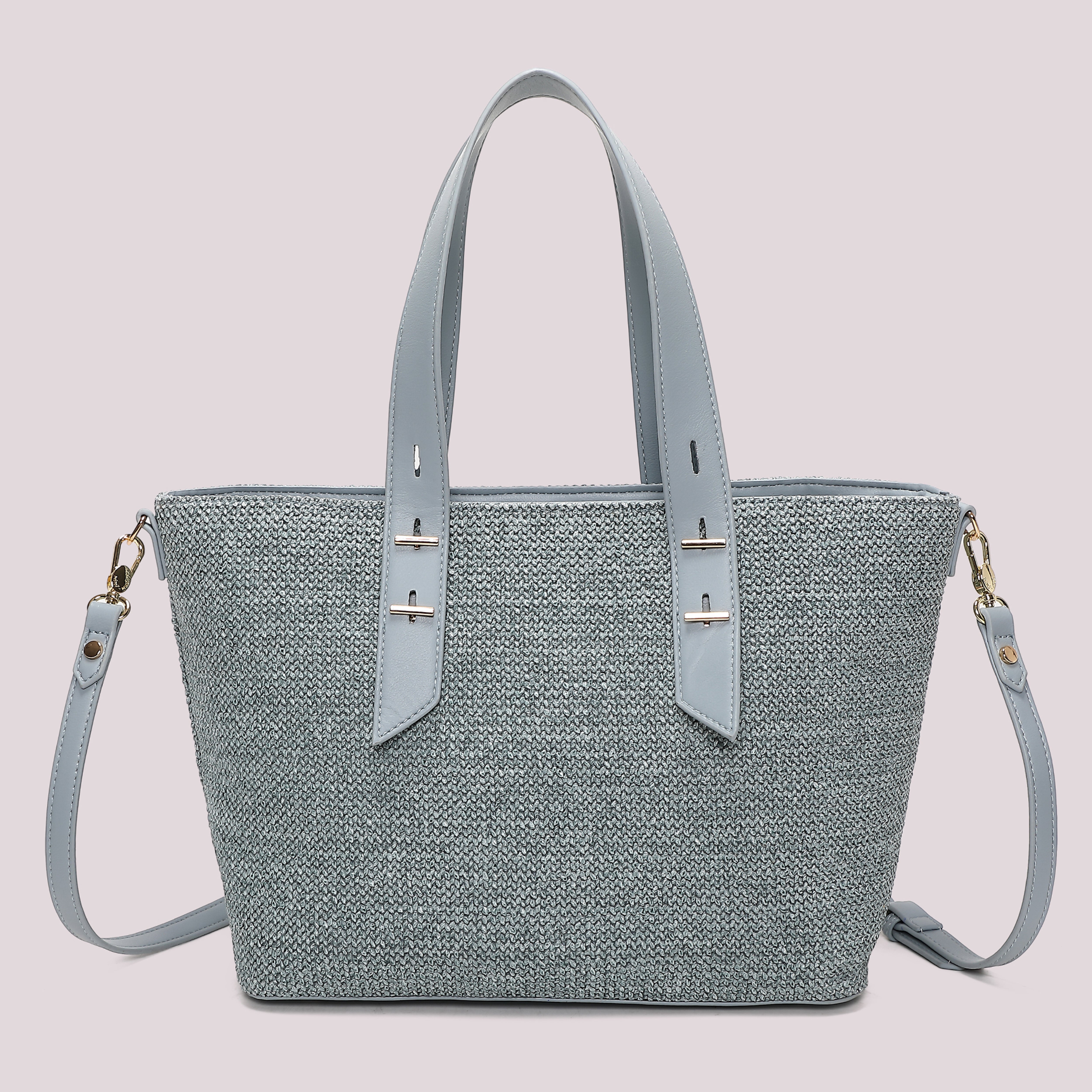 Mimi Mua Shopper in Paglia Borsa Beige Intrecciata