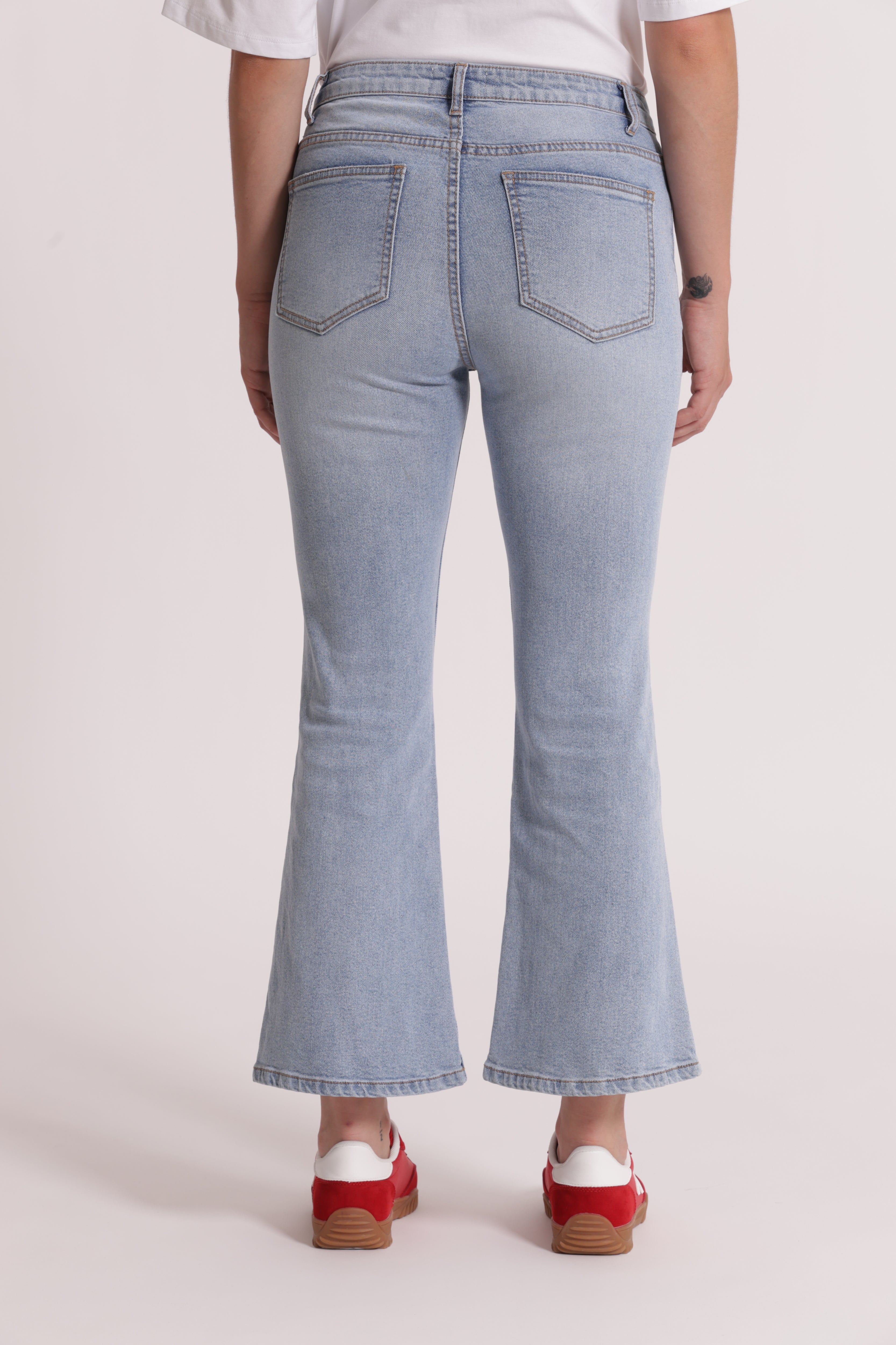Mimi Mua jeans a zampa blu chiaro cotone