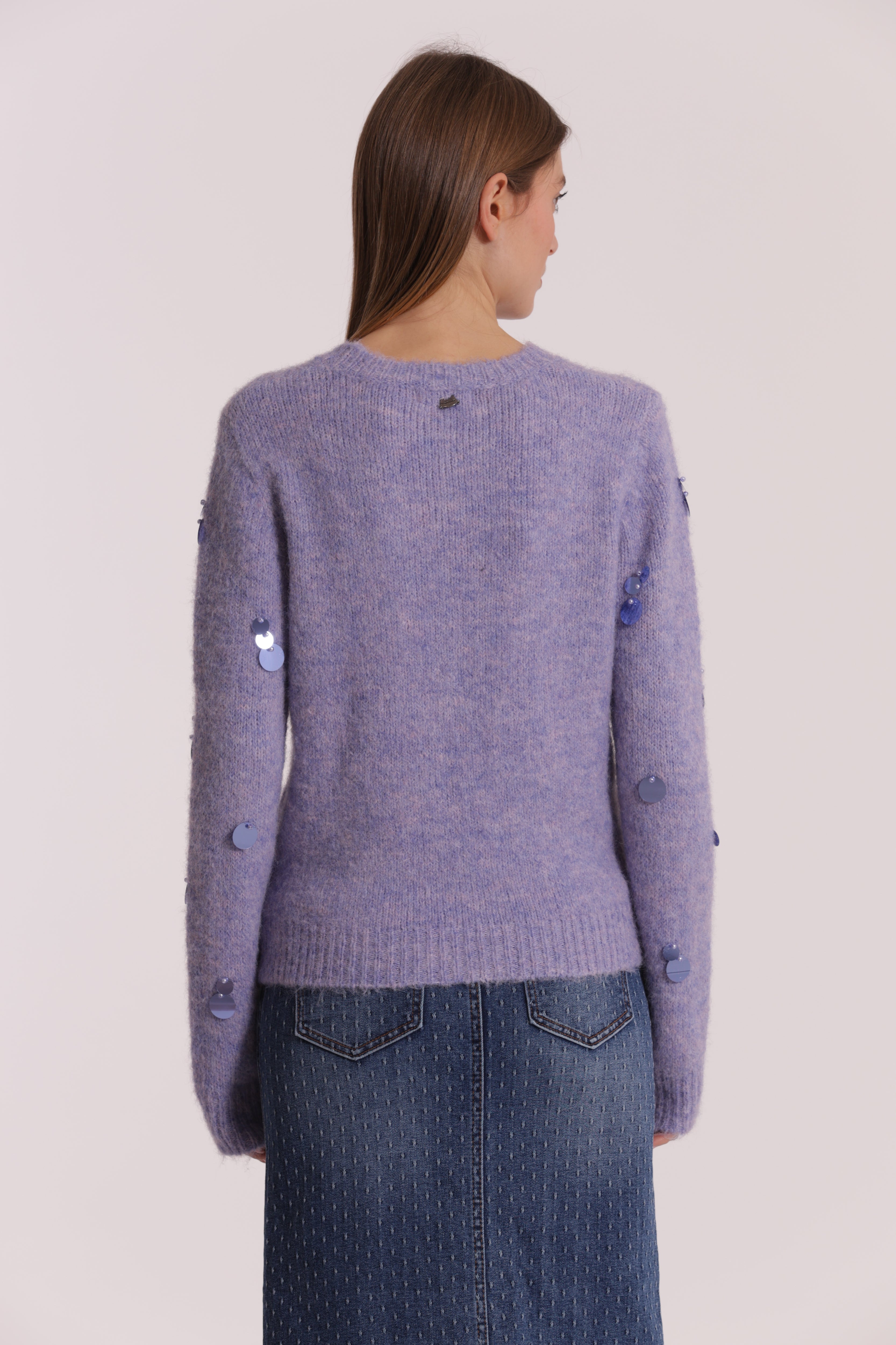 Mimi Mua Paillettes su Maniche maglia nero con lana