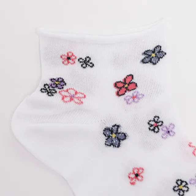 Mimi Mua calzini fiori bianco cotone corti