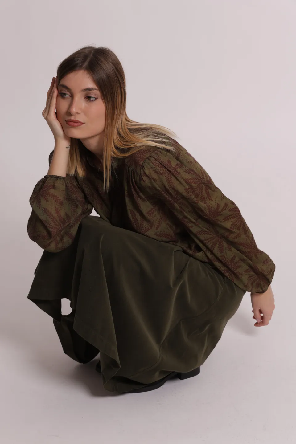 Mimi Mua Blusa Scollo V Garza Viscosa Fantasia