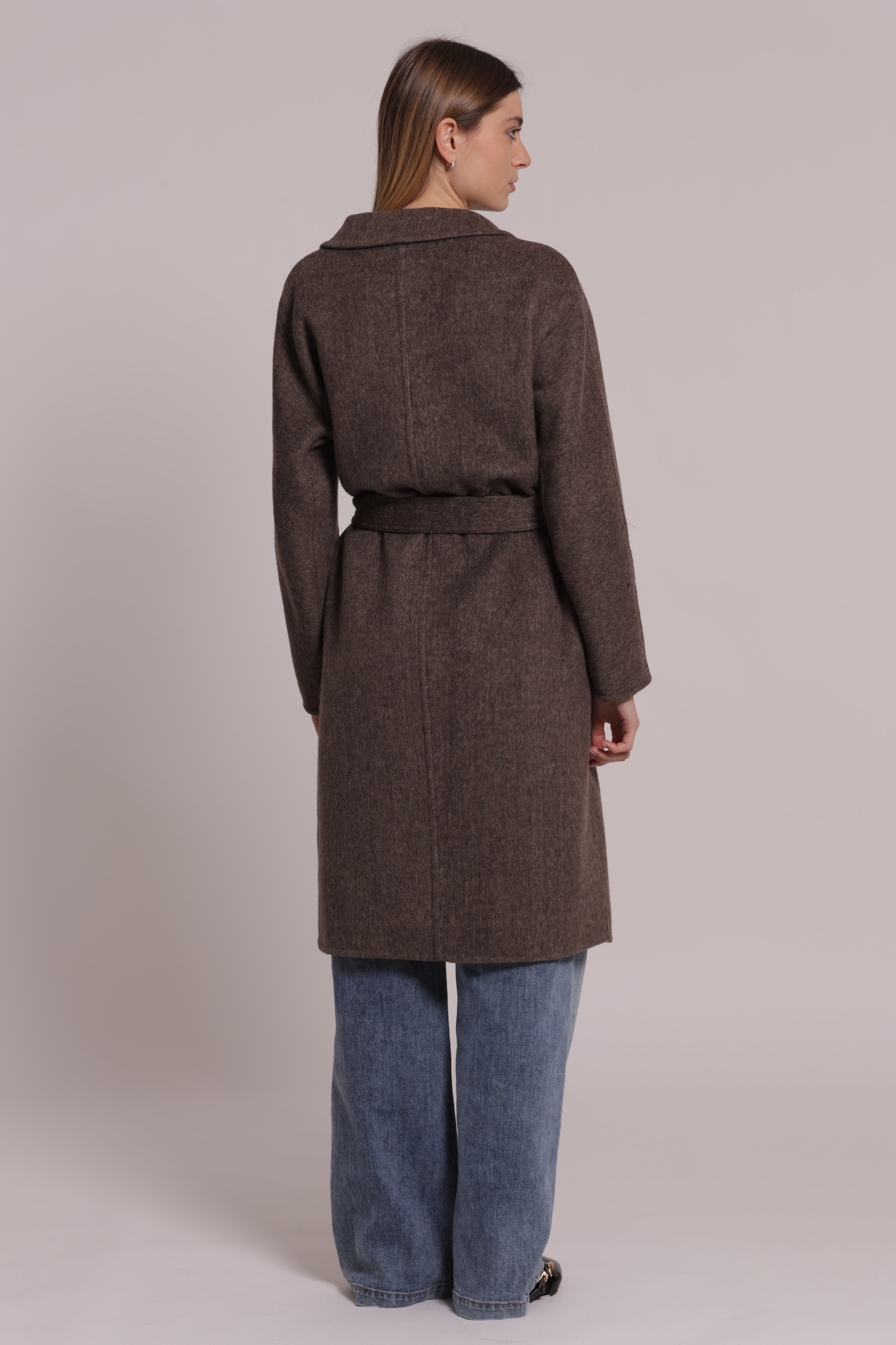 Mimi Mua cappotto lungo con cintura moro lana