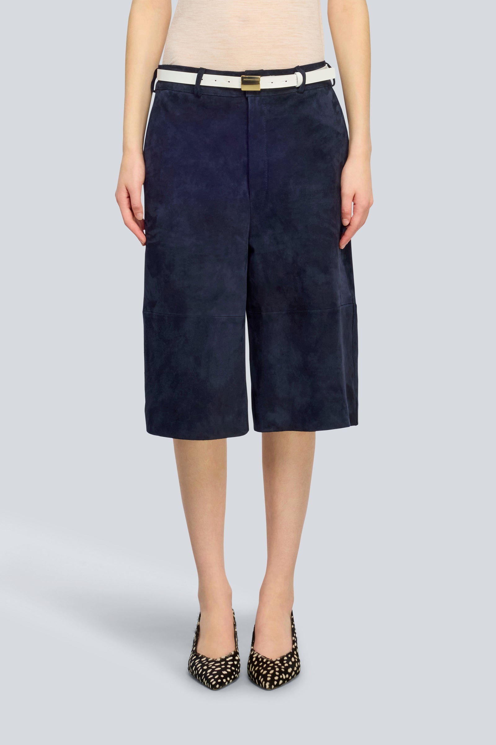 Semicouture Eva Y6WT03 bermuda blu camoscio