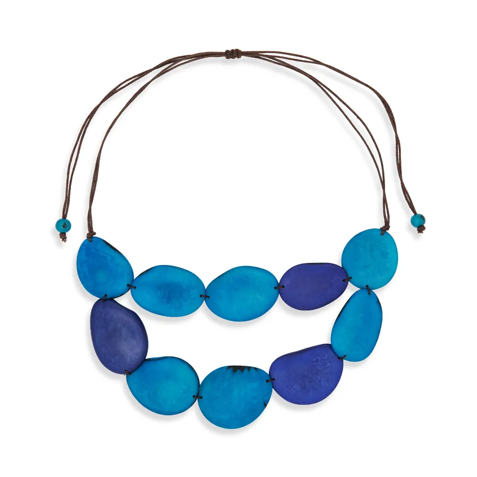 On Earth Cooperative Collection Carambola collana tagua blu 65 cm