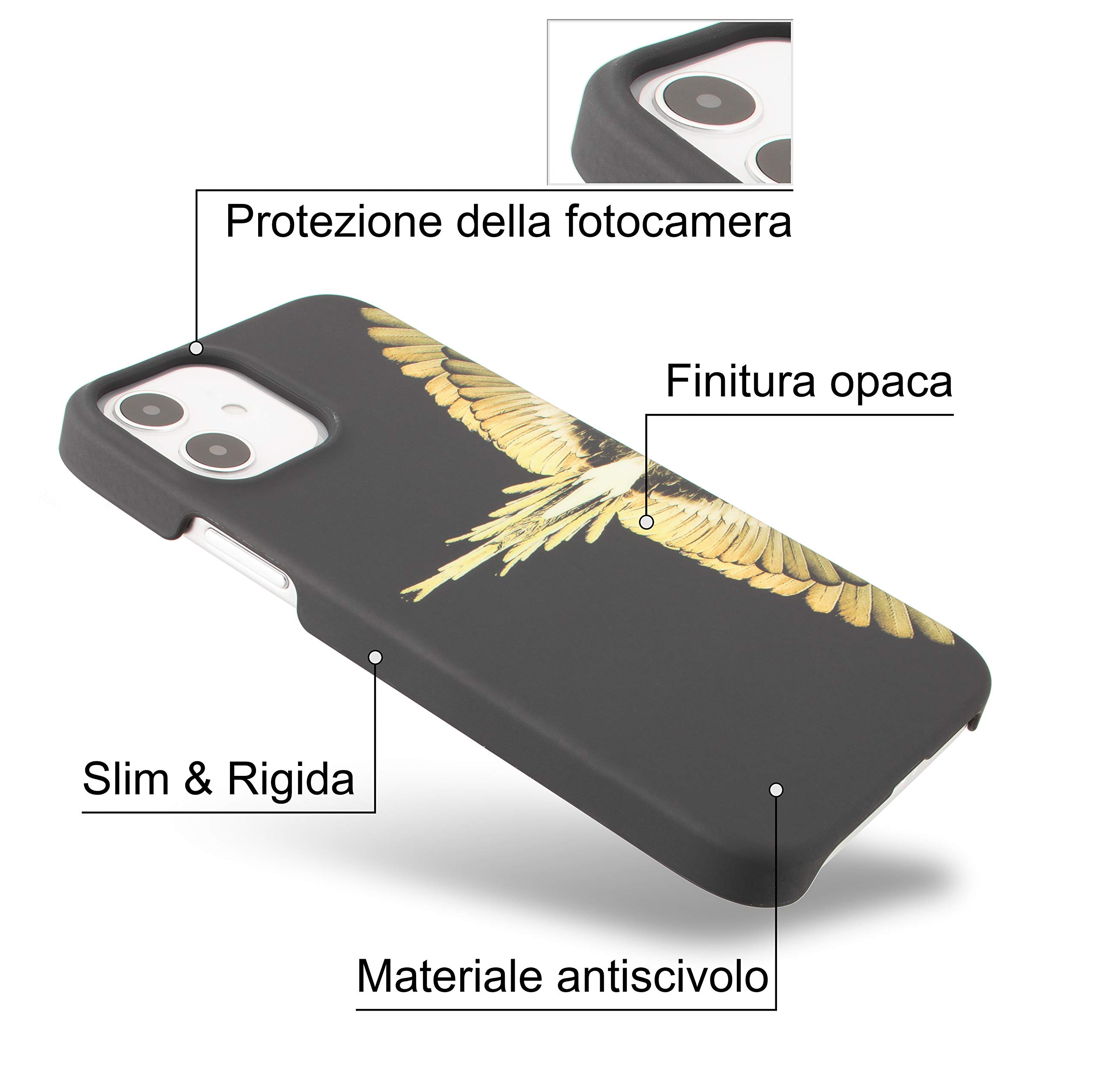 Marcelo Burlon County of Milan iPhone 12 custodia rigida con vetro 9H slim
