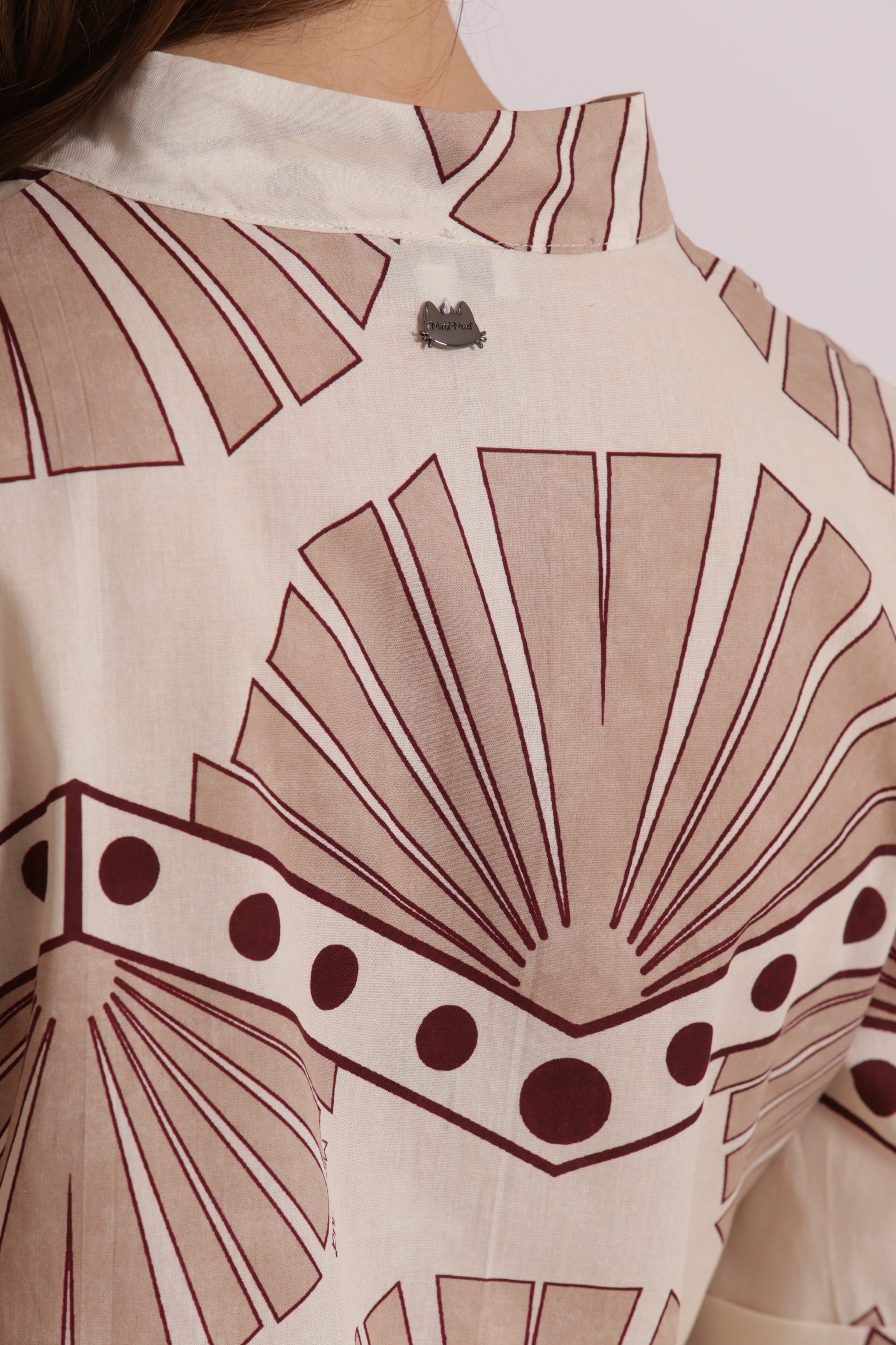 Mimi Mua A Maniche Corte in Fantasia Blusa Panna Cotone