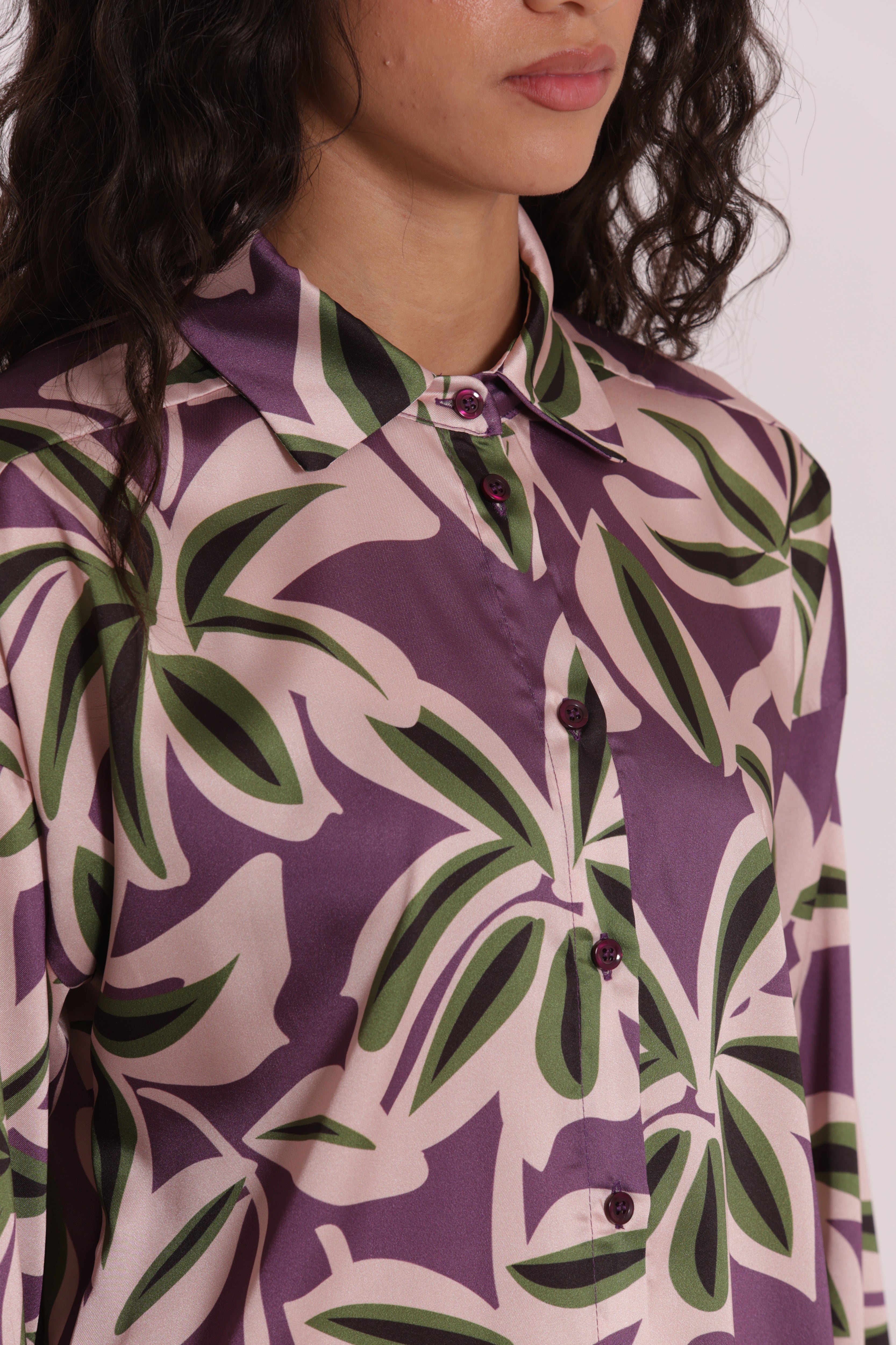 Mimi Mua Camicia Uomo camicia botanica malva/militare