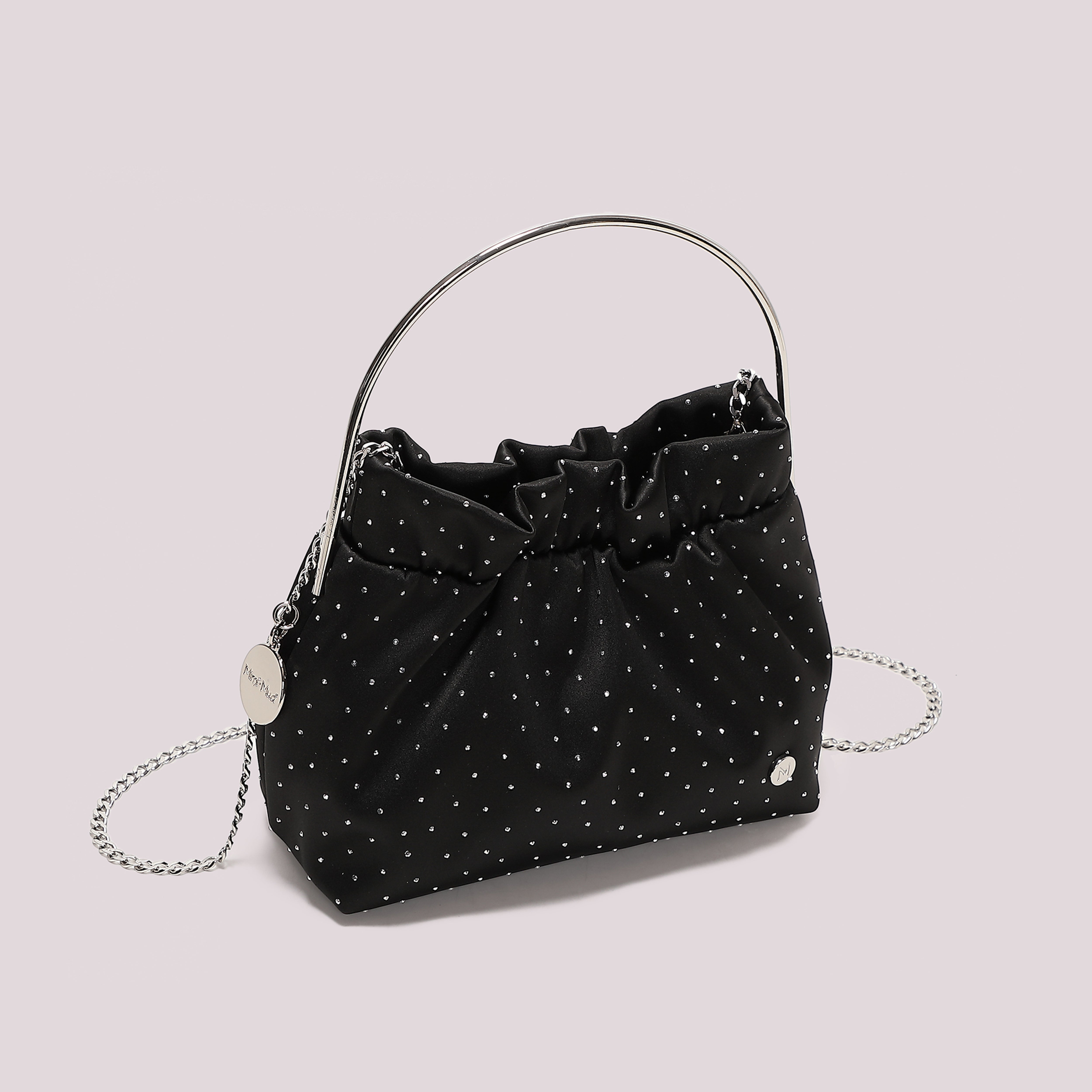 Mimi Mua Borsa Tessuto Strass Nero