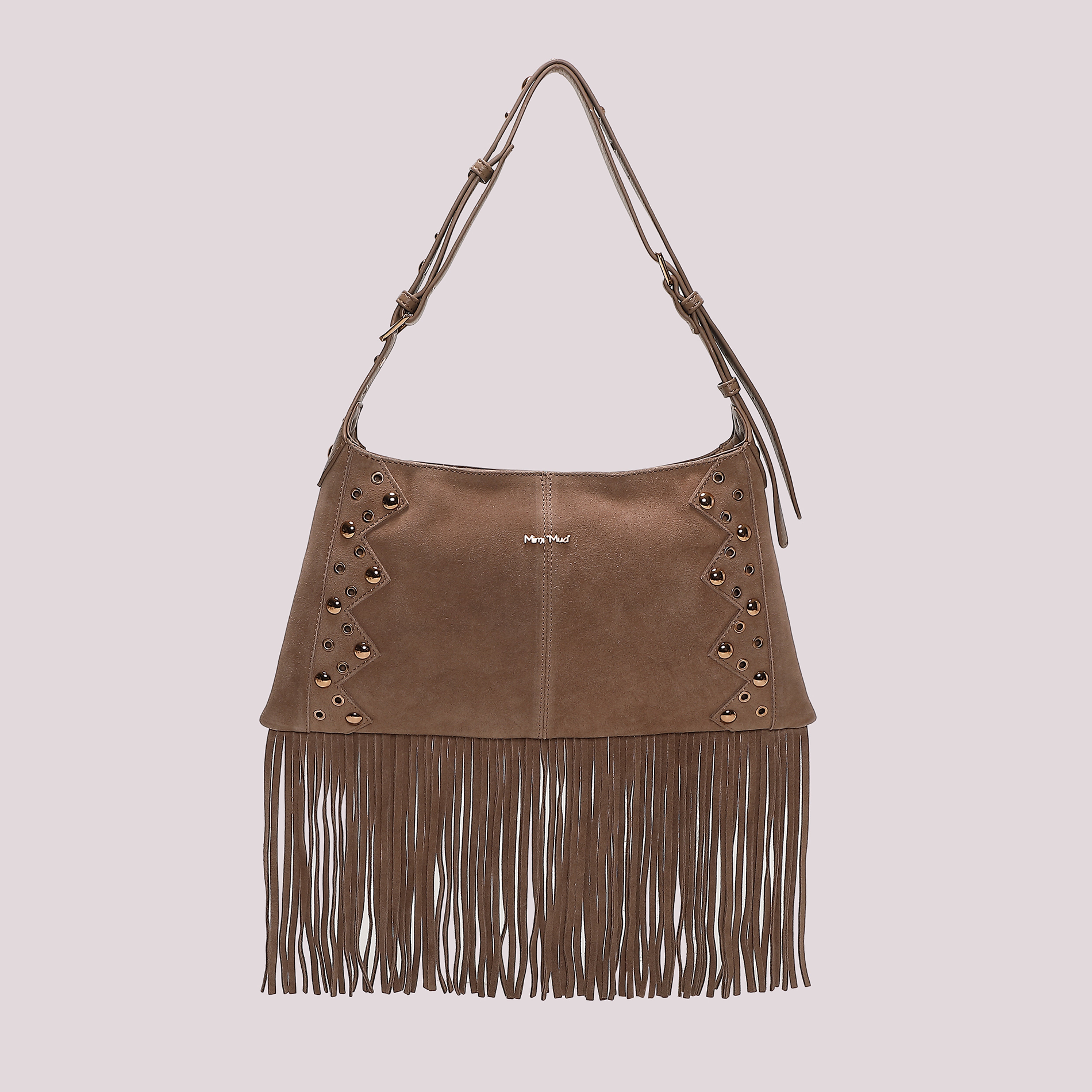 Mimi Mua Borsa Tracolla Frange Borchie Nera