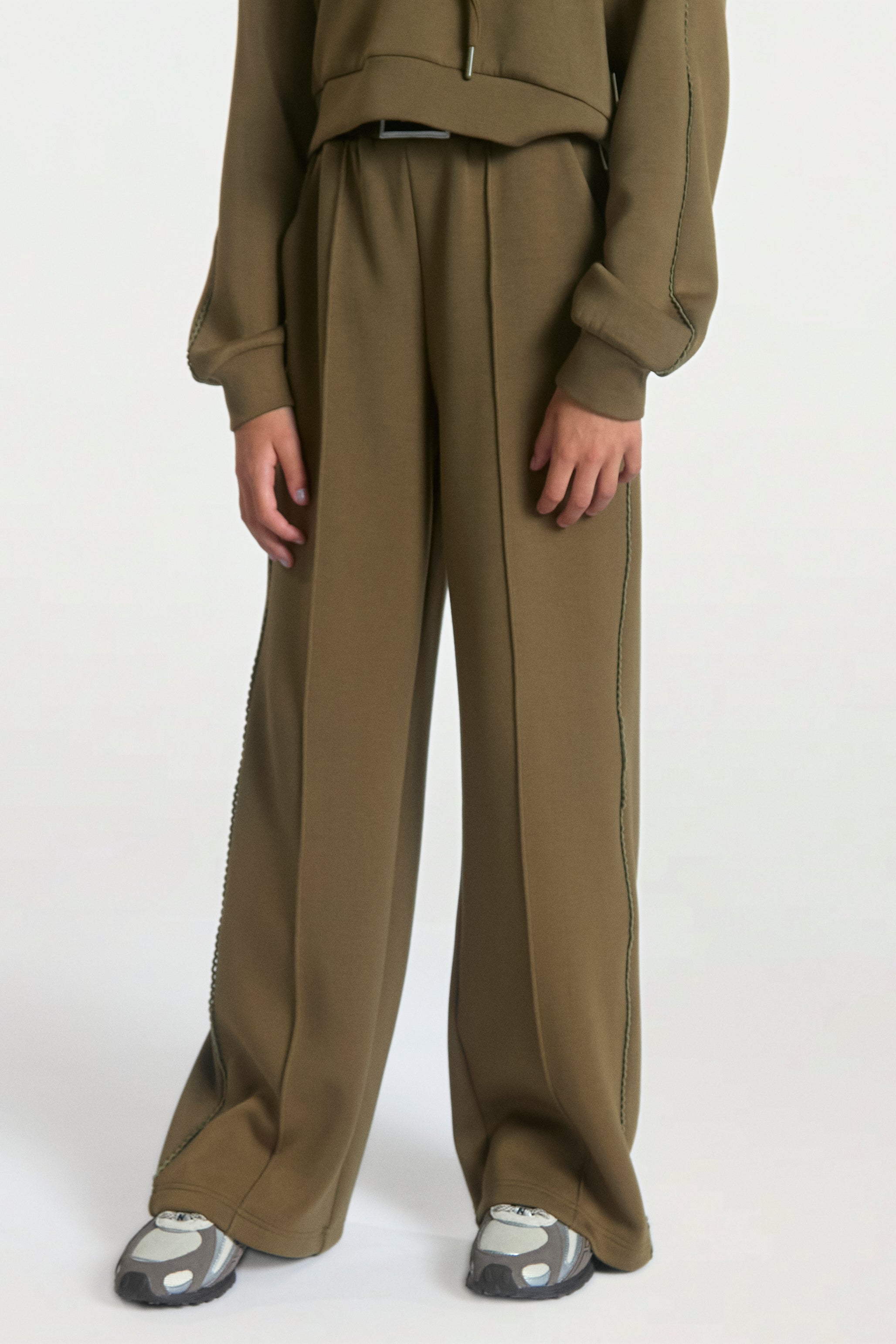 Aaiko Vico pantaloni palazzo verde teak gamba larga