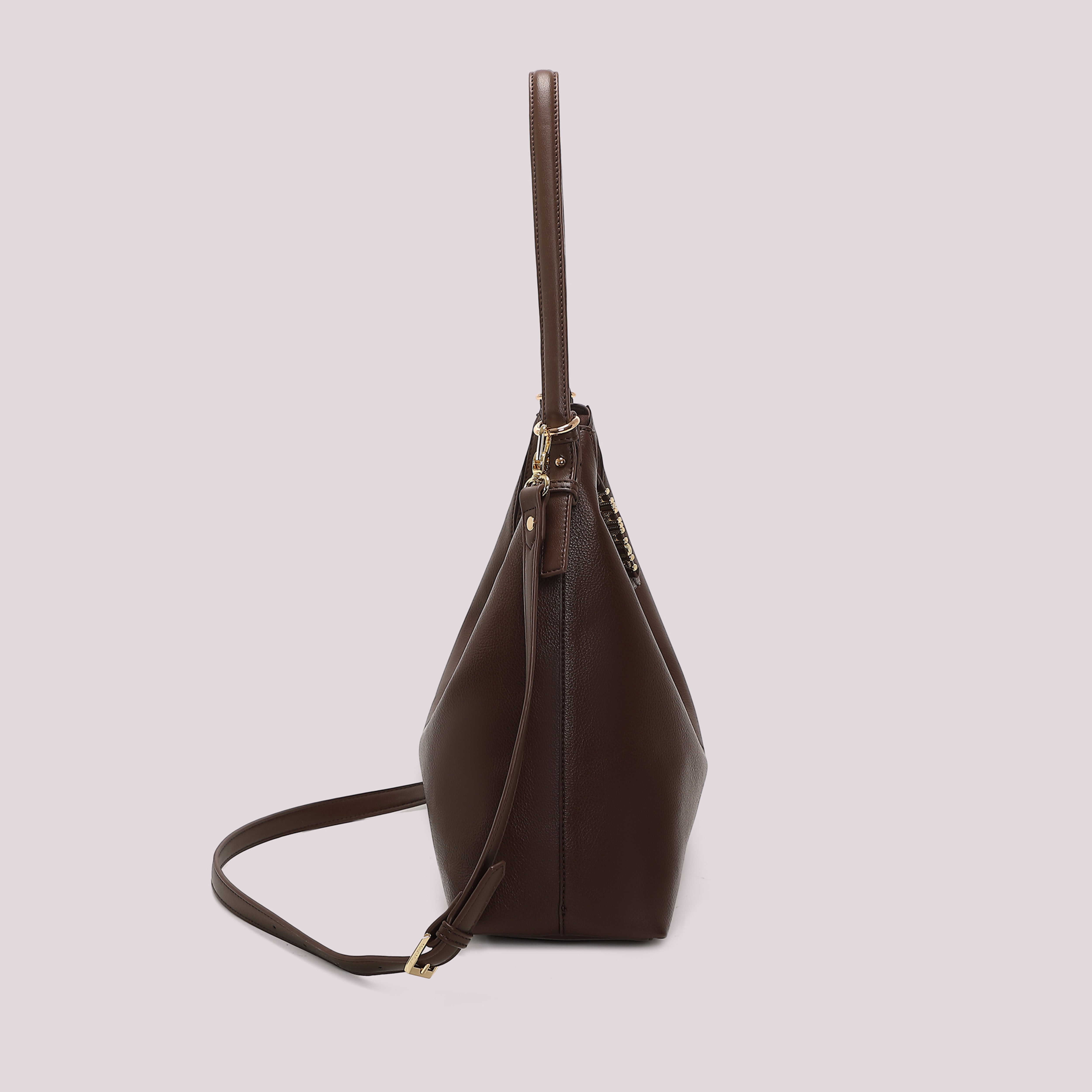 Mimi Mua Borsa Sacca Lettere Zip Nera 30cm