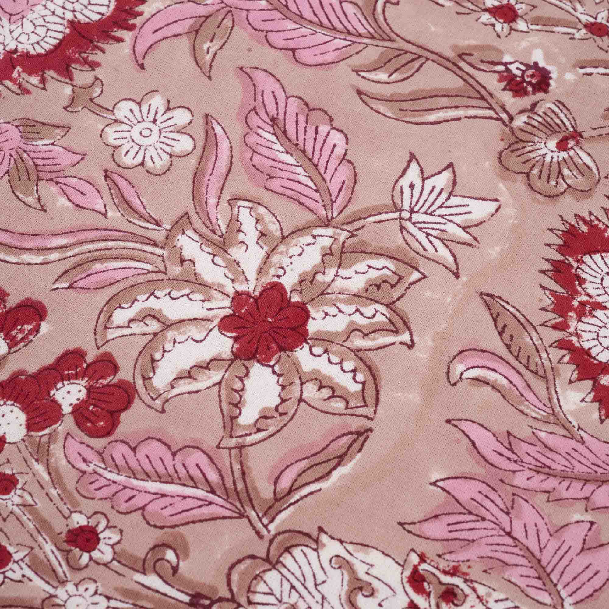 On Earth Cooperative Collection Block-print tovaglia cotone rosa 230x160