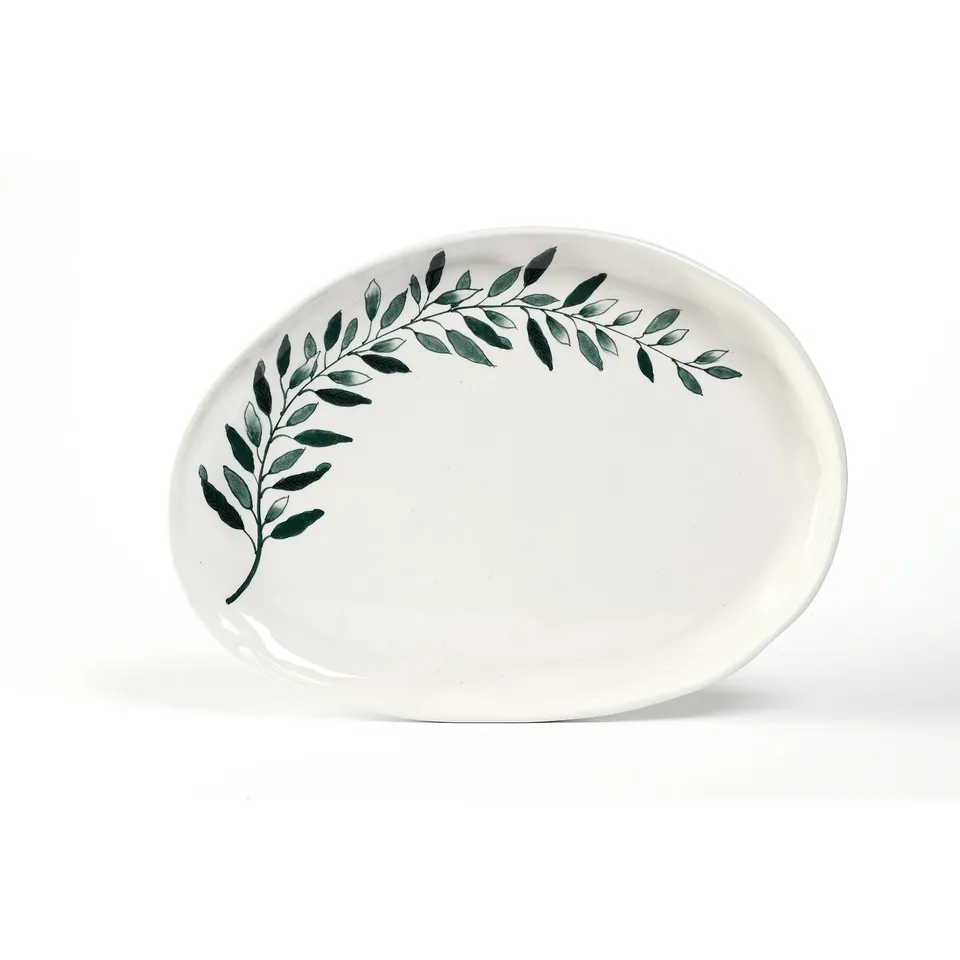 On Earth Ulivo vassoio verde 36x26 cm ceramica