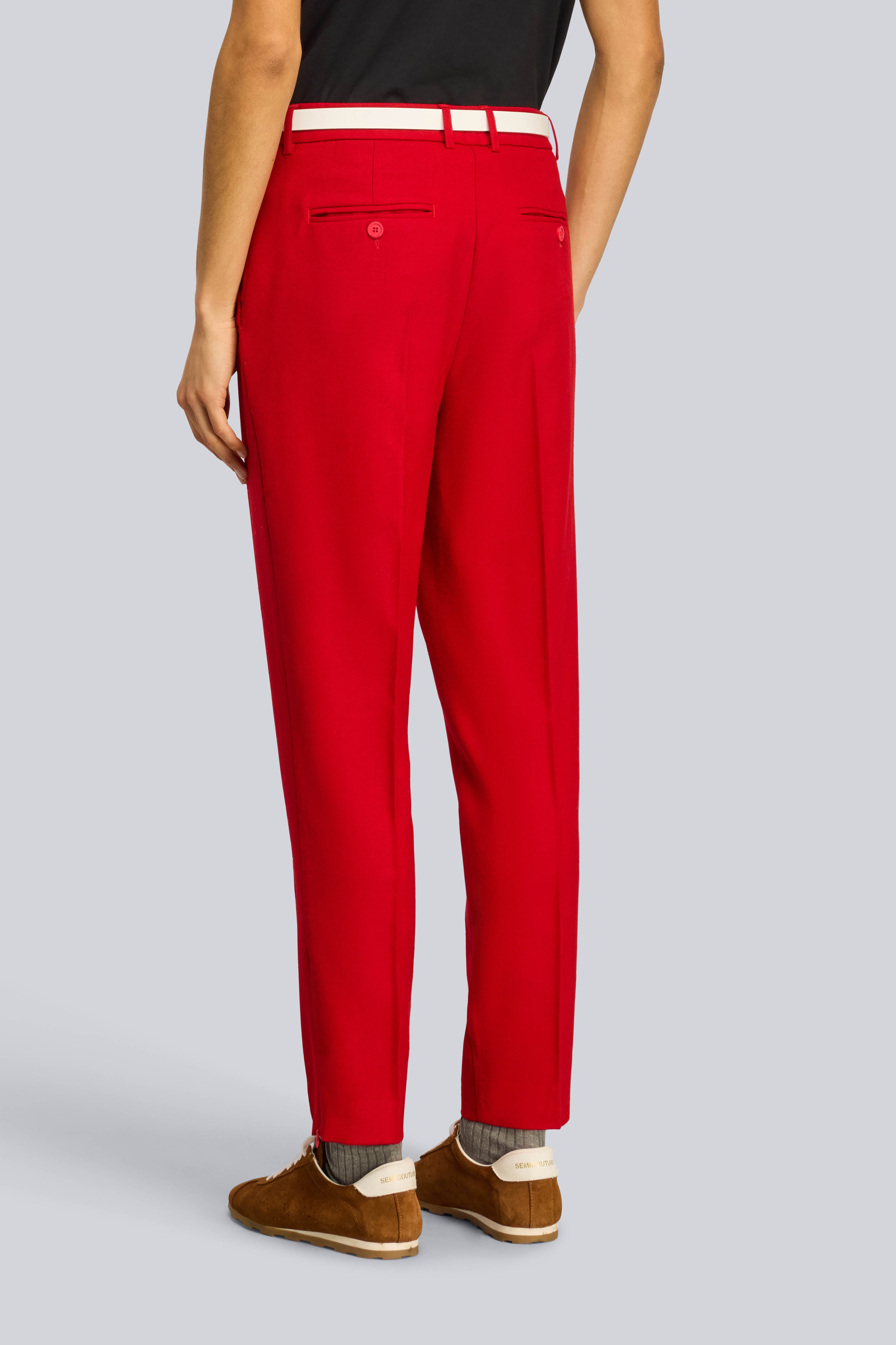 Semicouture Traci S6WI23 pantalone flanella rosso lacca