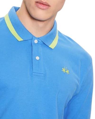 La Martina VMP006 Polo uomo M azzurra slim