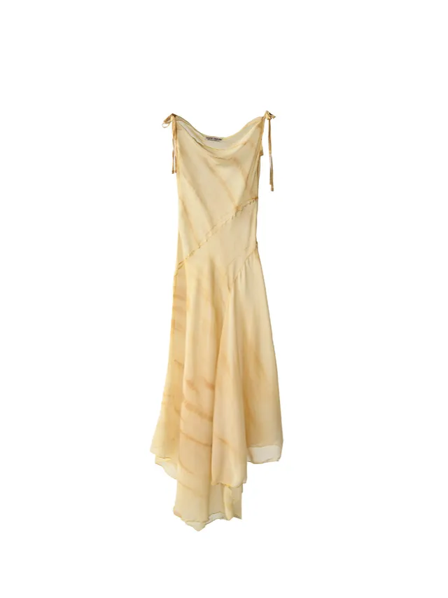 GiglioTigrato Cleo Dress V abito seta giallo S-M