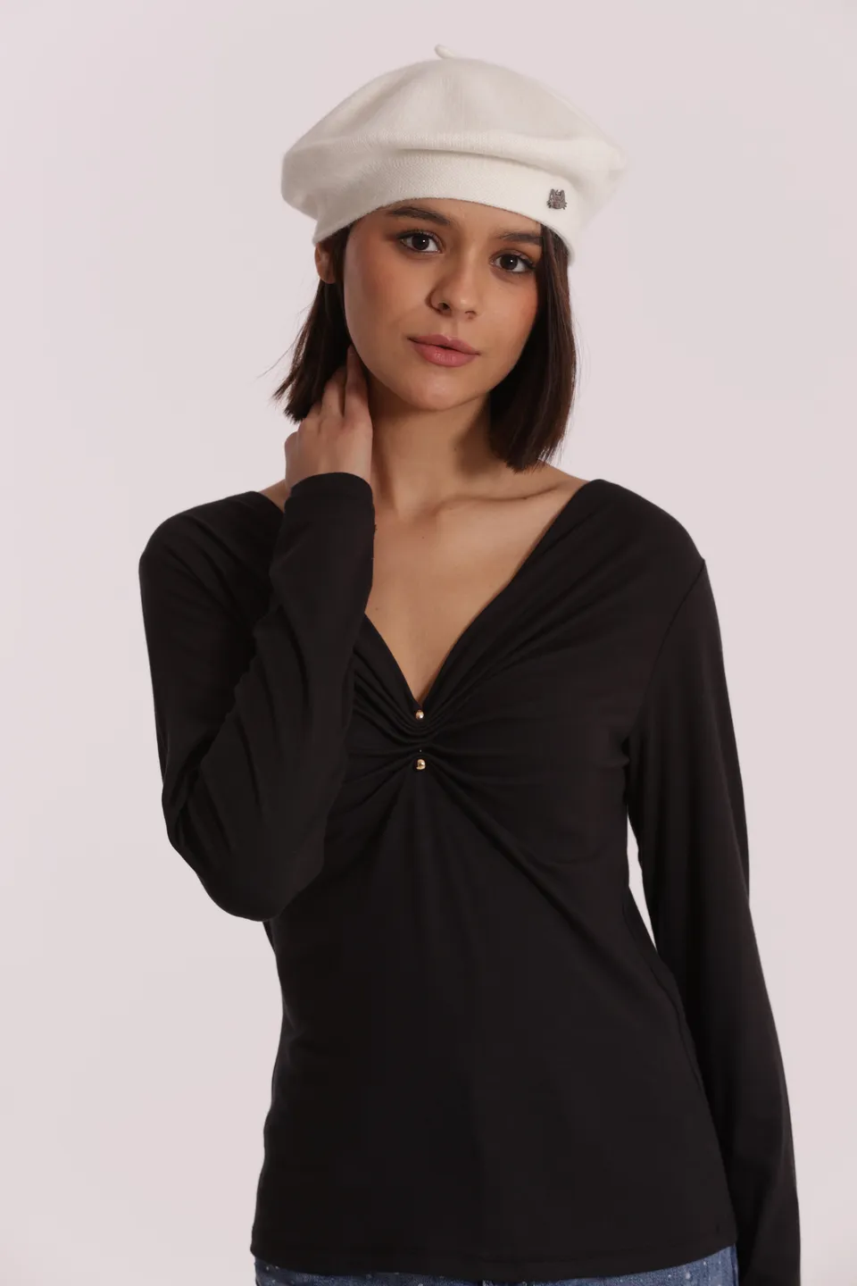 Mimi Mua Basco Basico cappello tinta unita nero