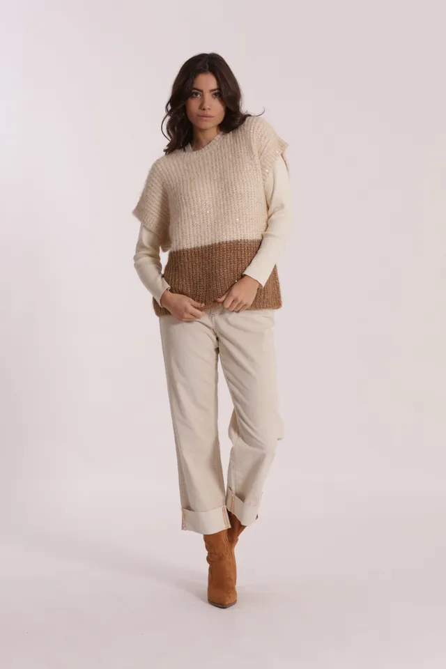 Mimi Mua Pantalone Cropped Velluto a Coste Panna