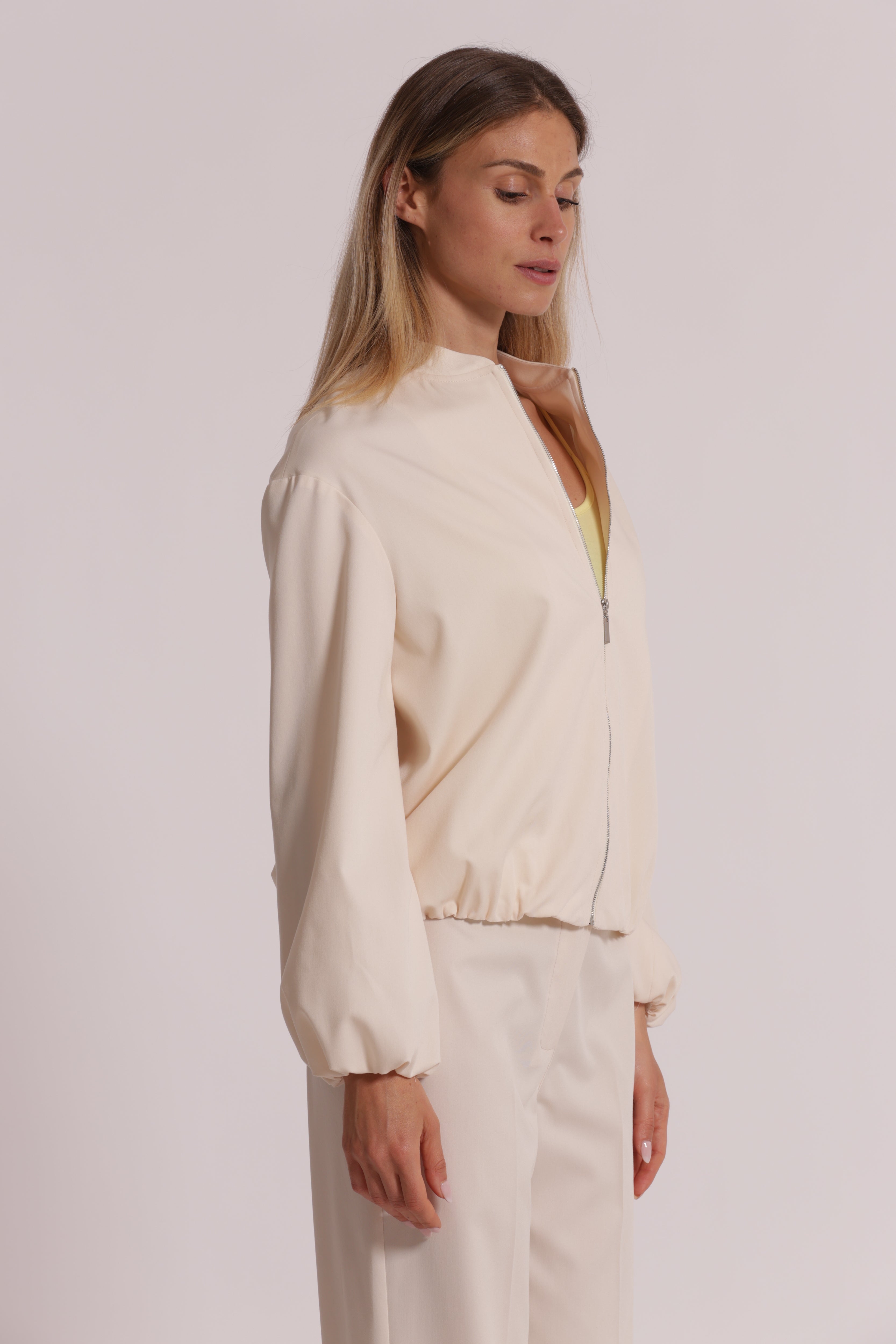 Mimi Mua Manofredda giacca con zip latte