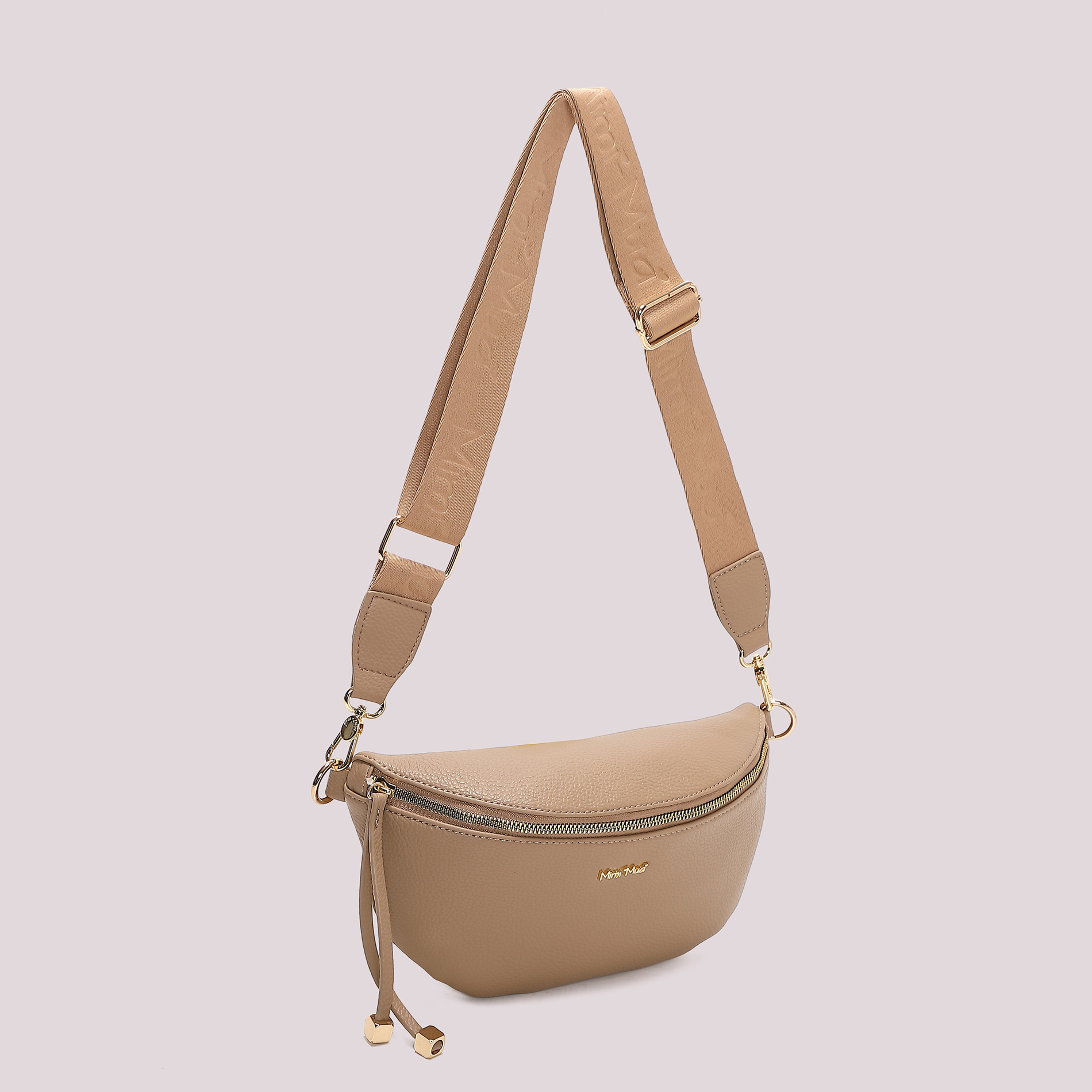 Mimi Mua Marsupio Tira Zip Quadrato Tracolla Nero 28 cm