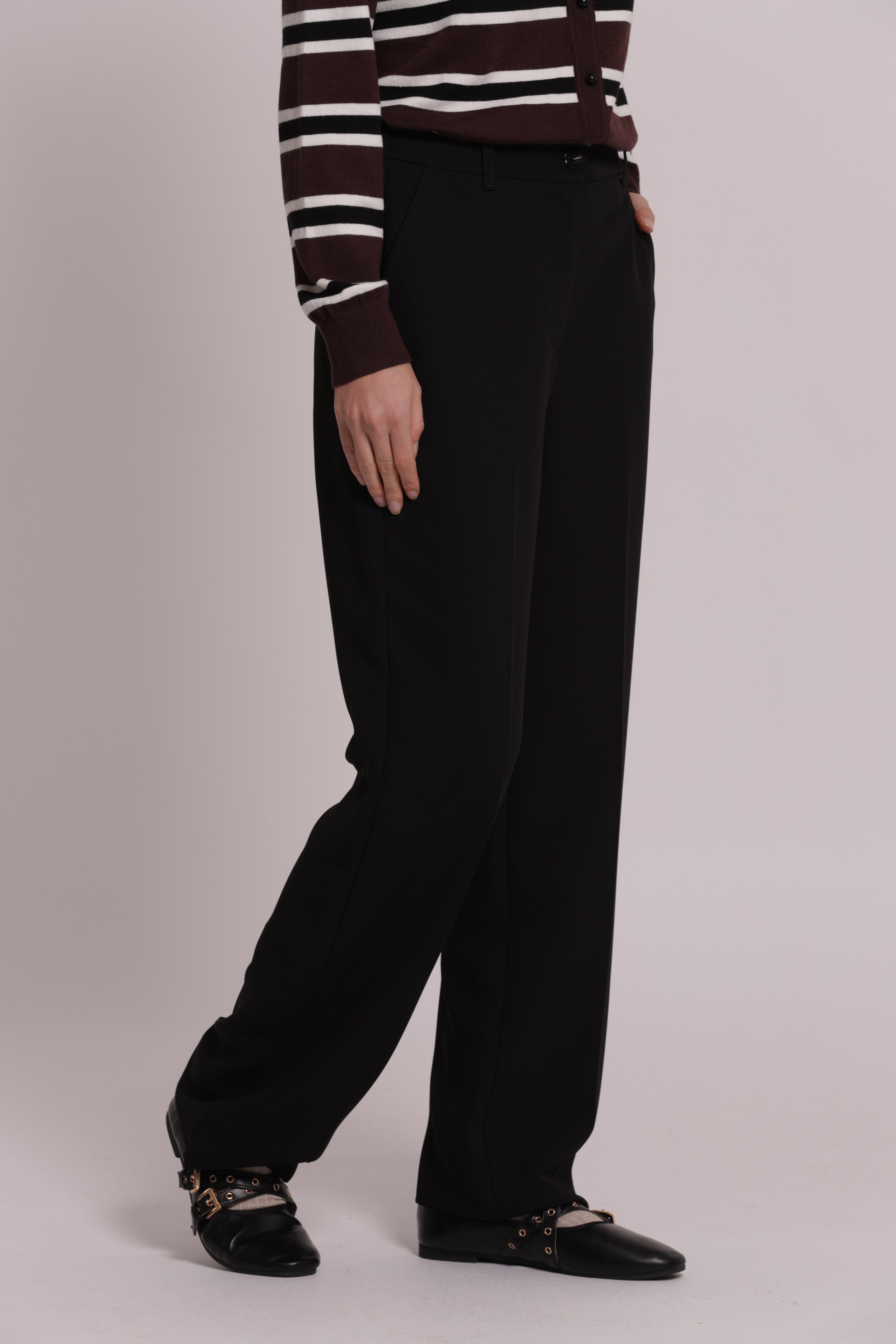 Mimi Mua Palazzo con Elastico Dietro Pantaloni Nero vita elasticizzata