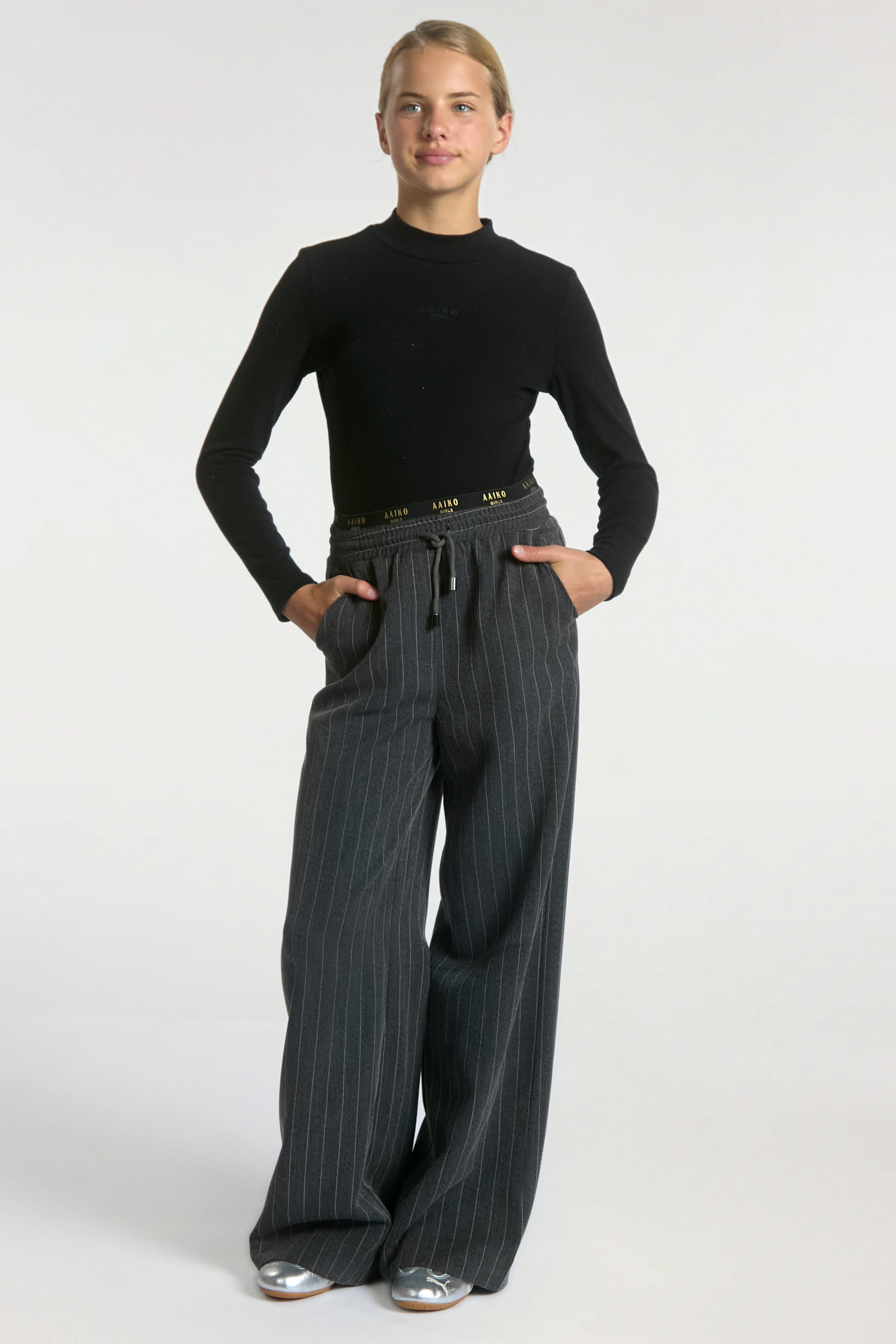 Aaiko Zera top nero lurex collo alto