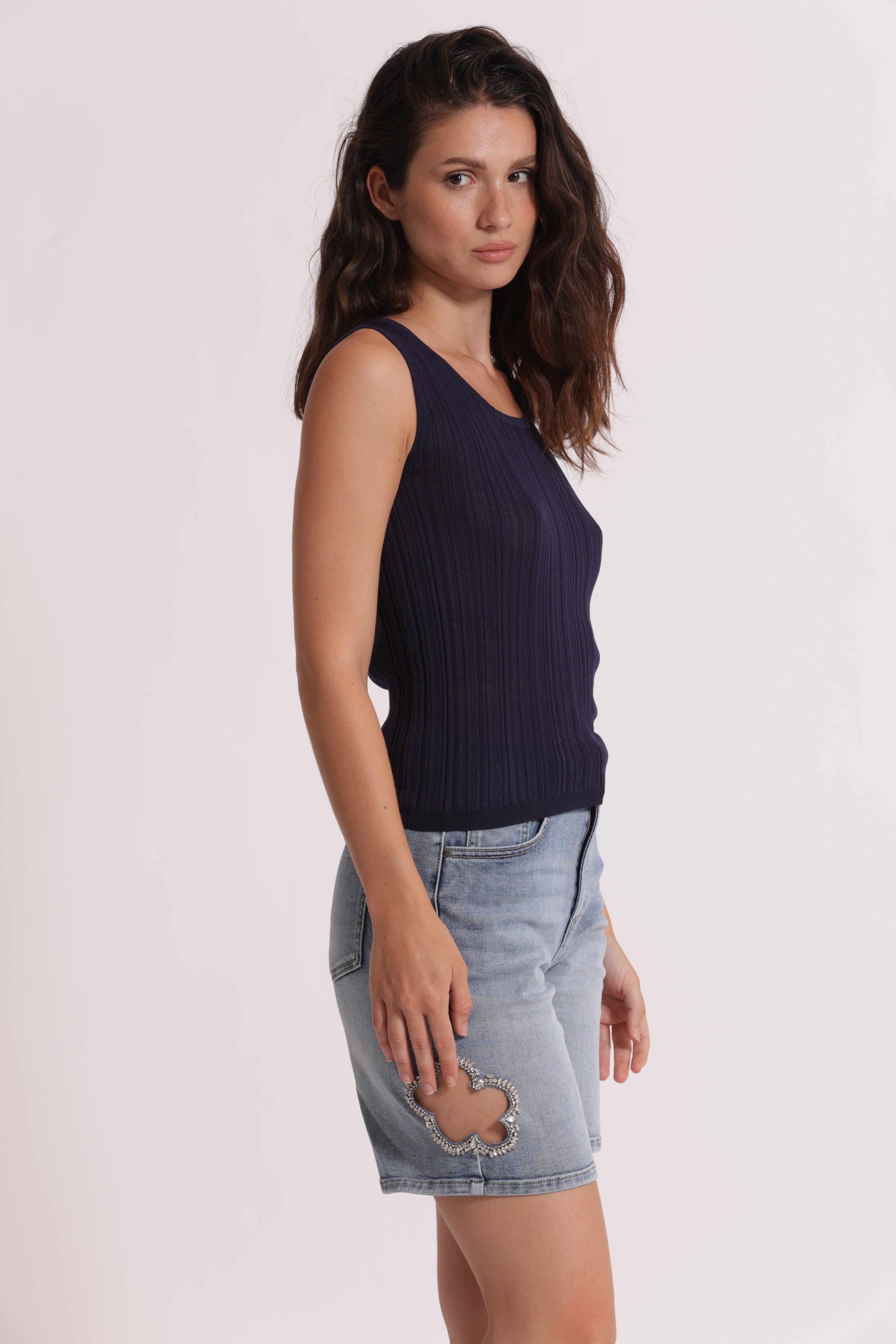 Mimi Mua Basic canotta in maglia viscosa