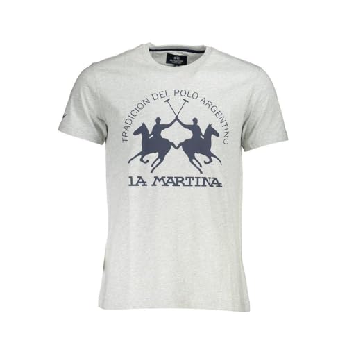 La Martina T-Shirt Uomo Cotone Grigio Taglia L con Stampa