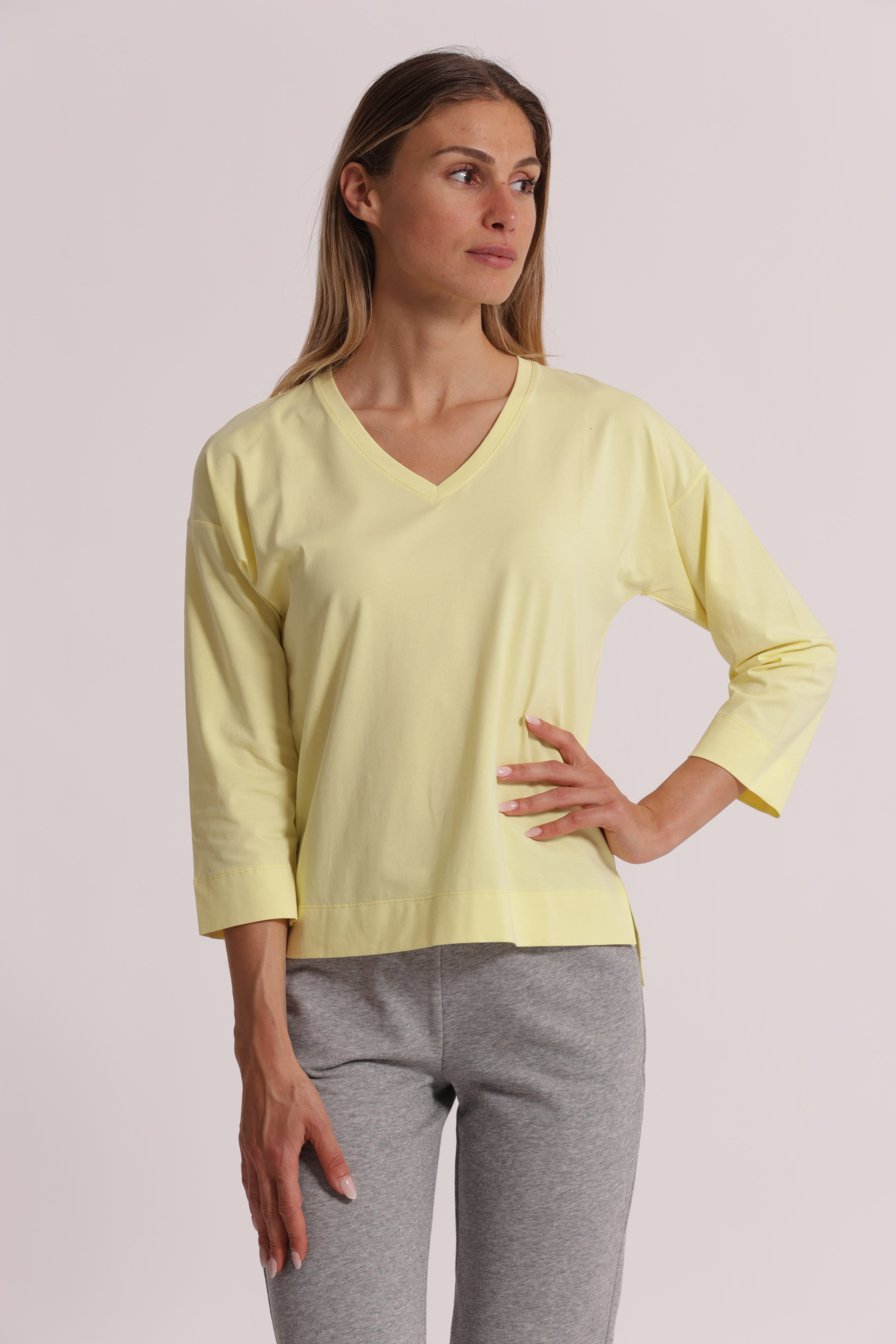 Mimi Mua Basic Ricamo Gatto T-Shirt Maniche Lunghe Cotone