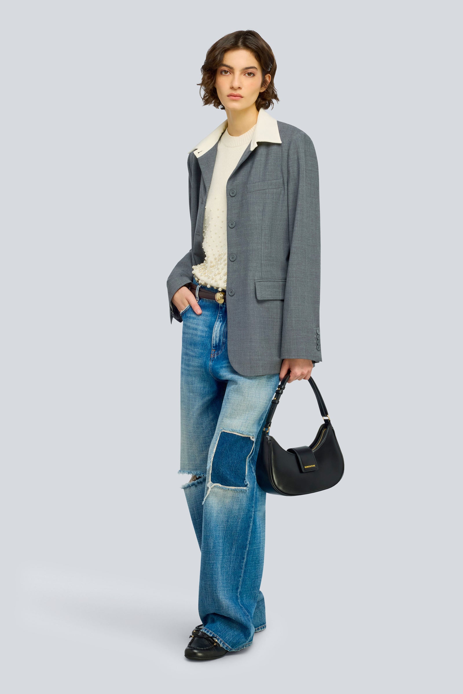 Semicouture Wendi gilet burro misto cashmere perle