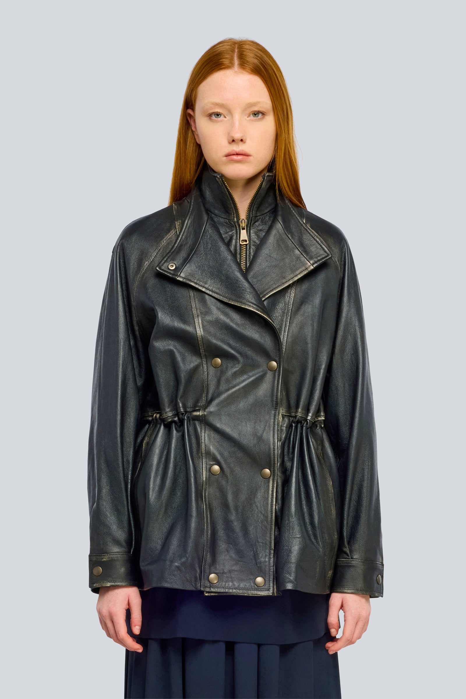 Semicouture Alanis giacca vera pelle nero
