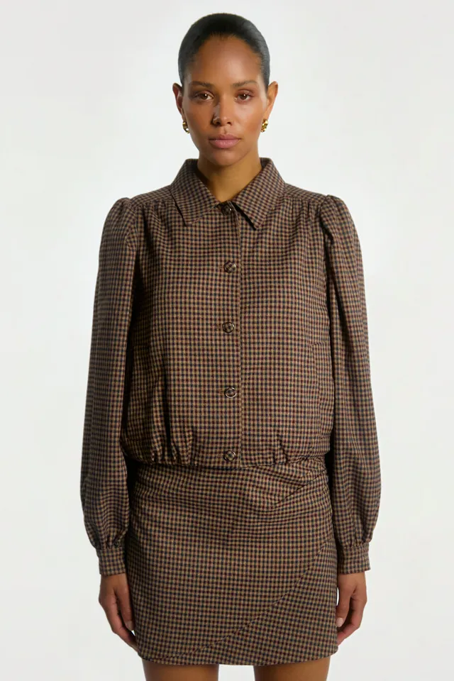 Aaiko Sandy giacca bordeaux quadri bottoni