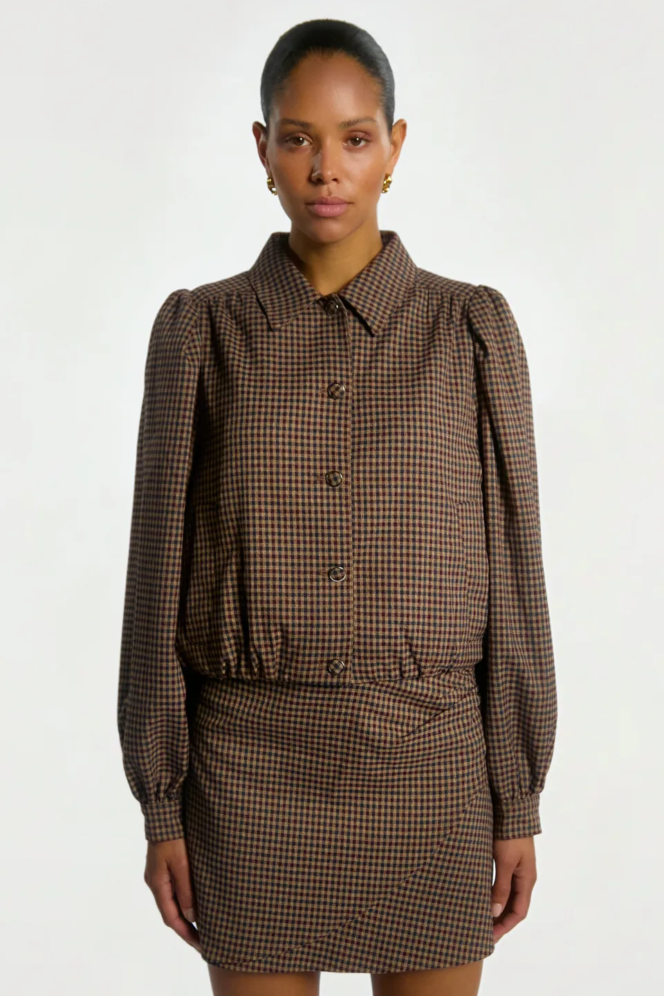Aaiko Sandy giacca bordeaux quadri bottoni