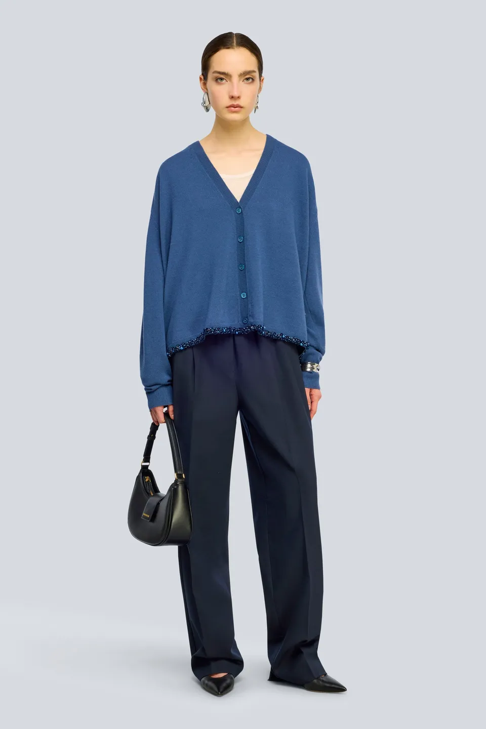Semicouture Madyson pantaloni blue fresco lana