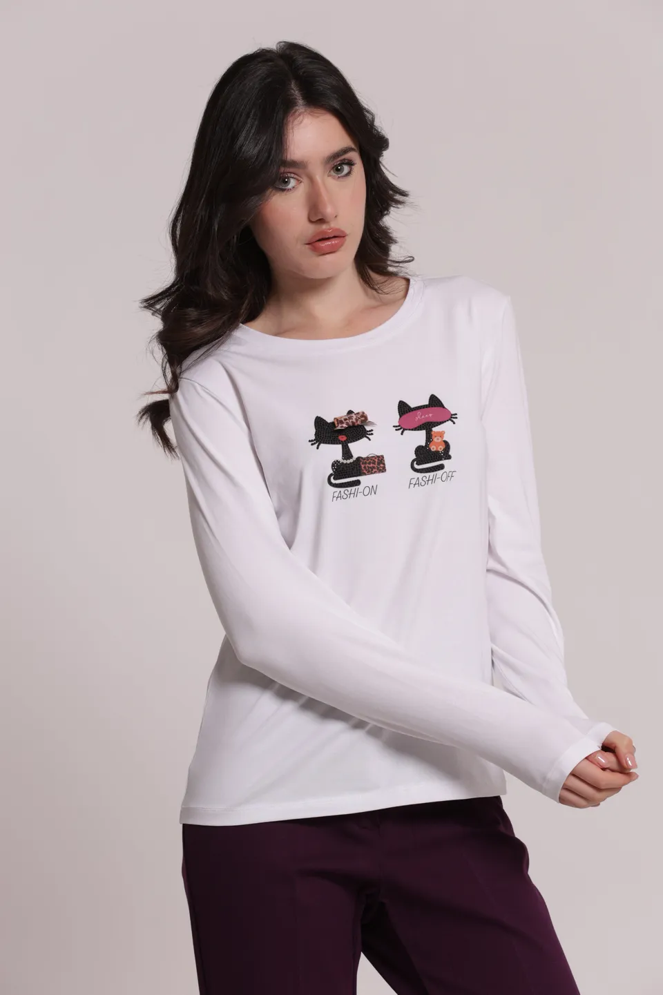 Mimi Mua Fashi-On Fashi-Off T-Shirt Maniche Lunghe