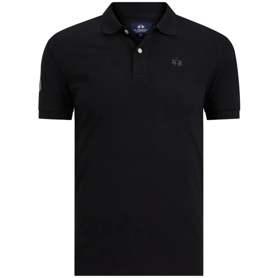 La Martina polo uomo nero L cotone stretch