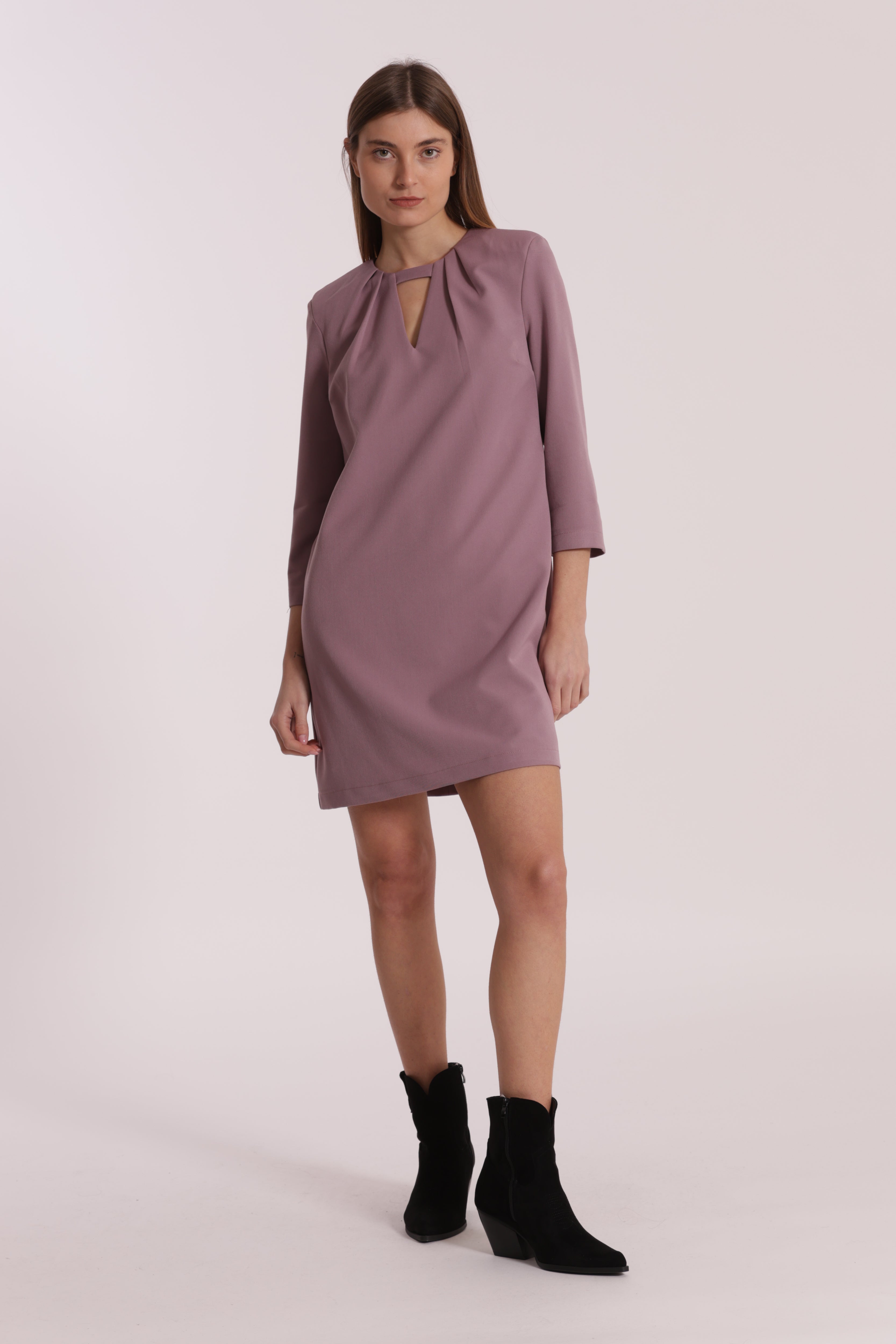 Mimi Mua Abito Corto Polyviscosa Piege Vestito Nero