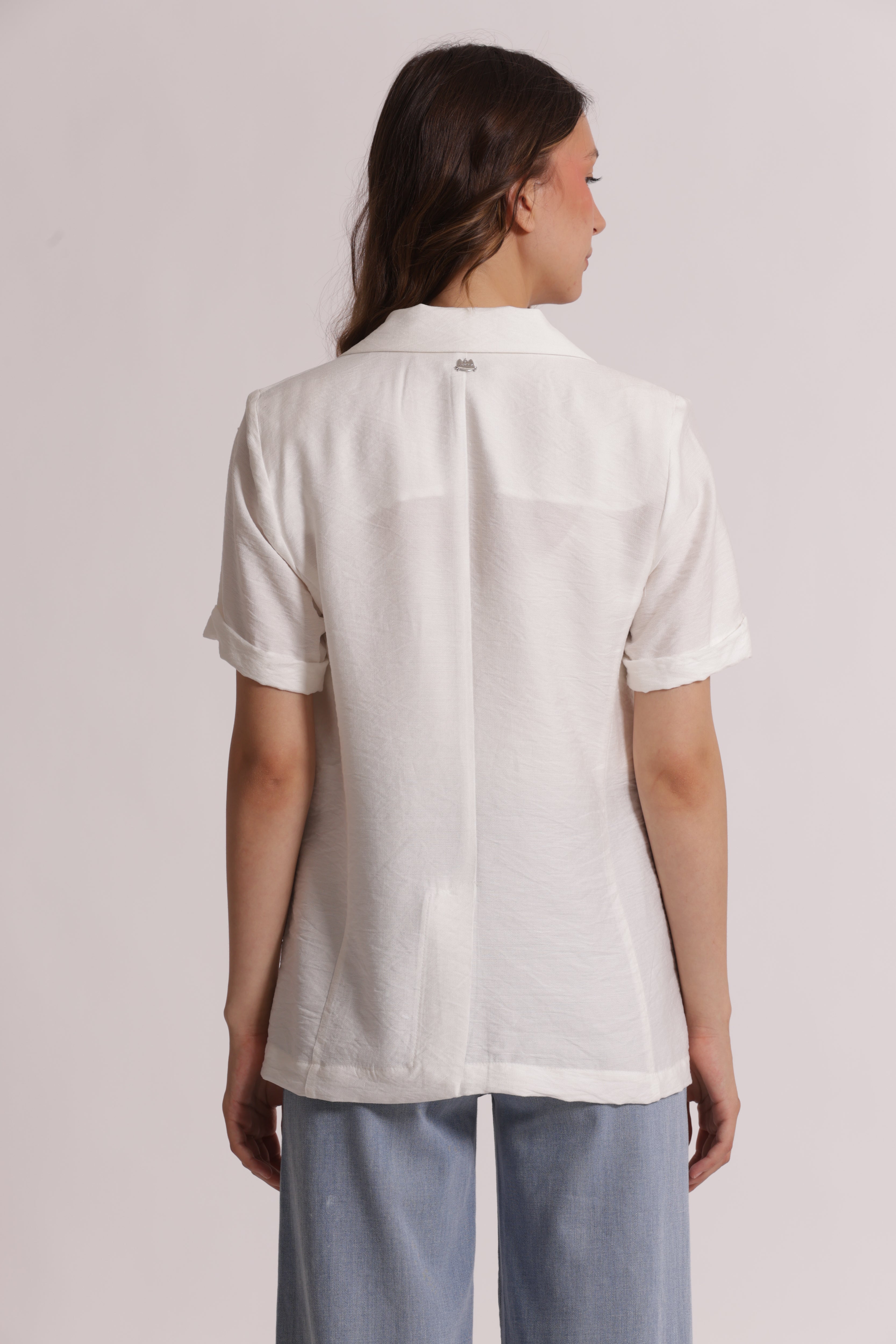 Mimi Mua Basic giacca maniche corte bianco viscosa