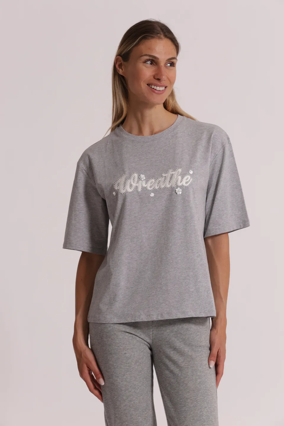 Mimi Mua Freedom t-shirt bianco con strass