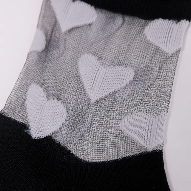 Mimi Mua Cuori Bianco calzini neri cotone fantasia cuori
