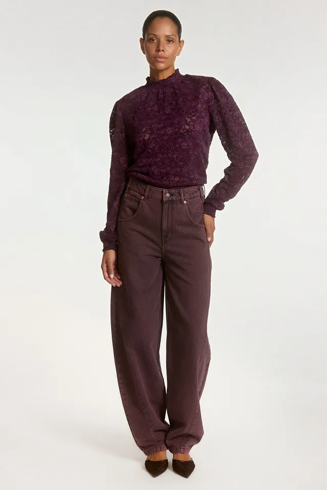 Aaiko Daley Jeans bordeaux barrel vita alta