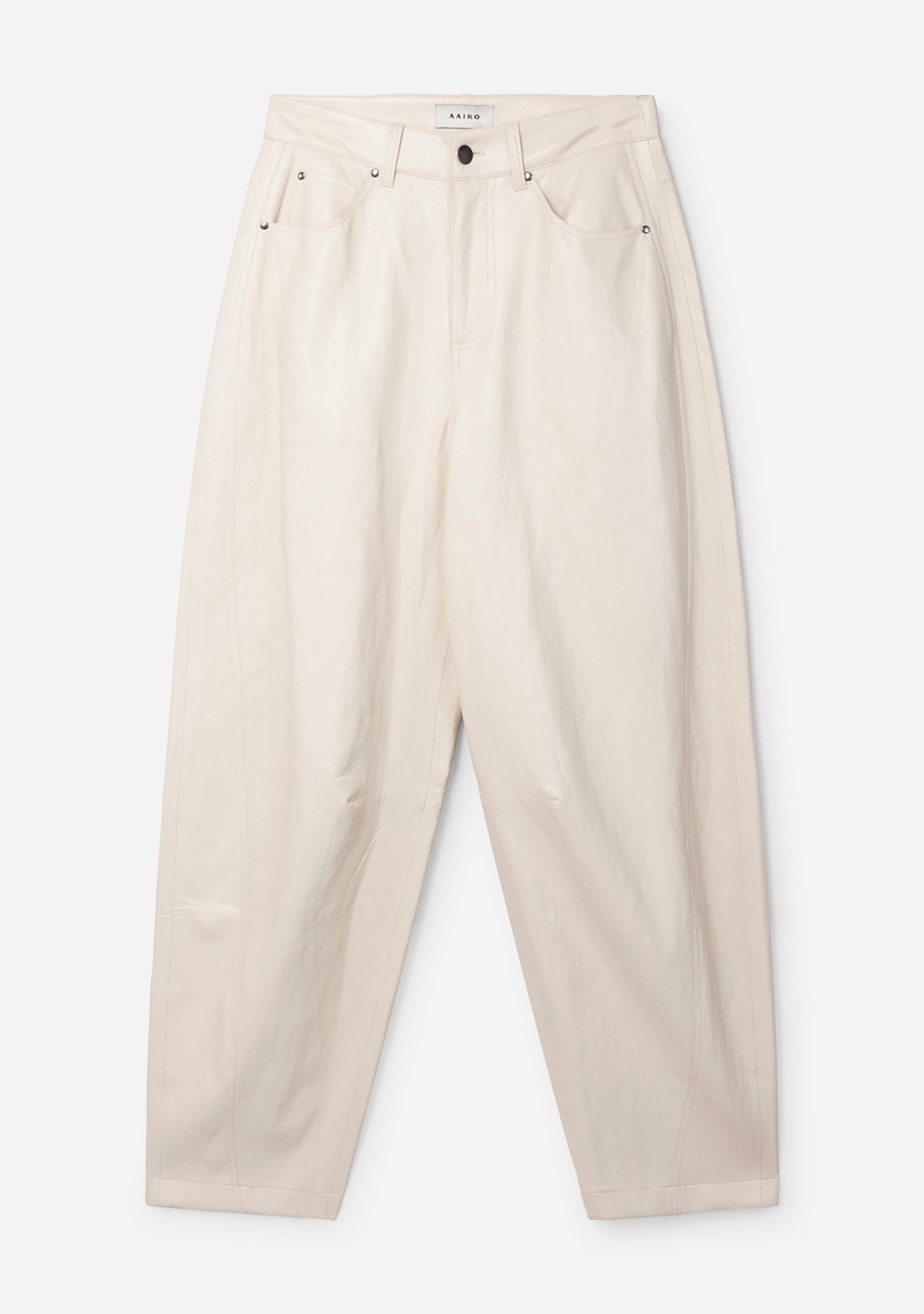 Aaiko Quin pantaloni ecopelle panna barrel